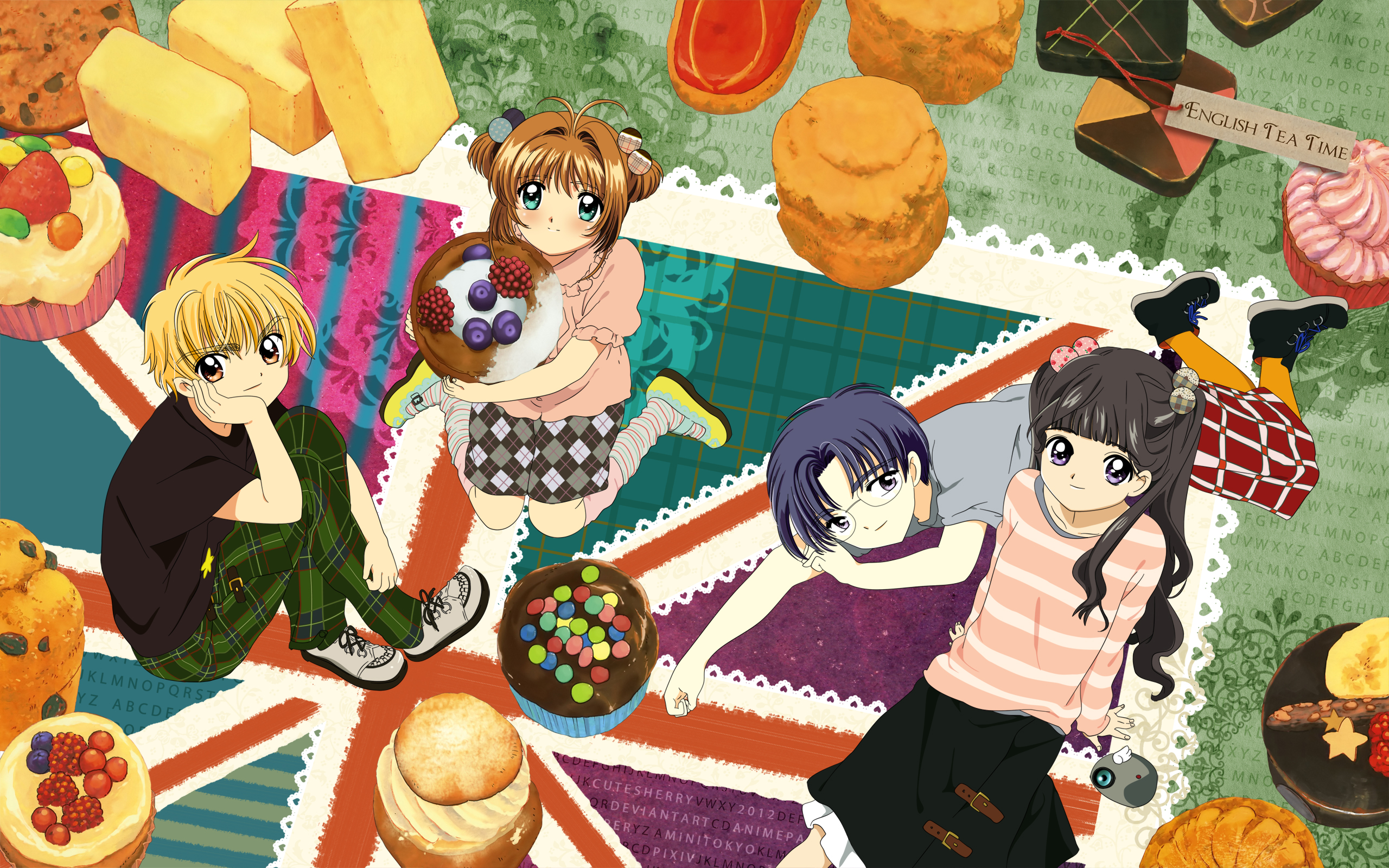 Sakura Cardcaptors characters with sweets HD Wallpaper