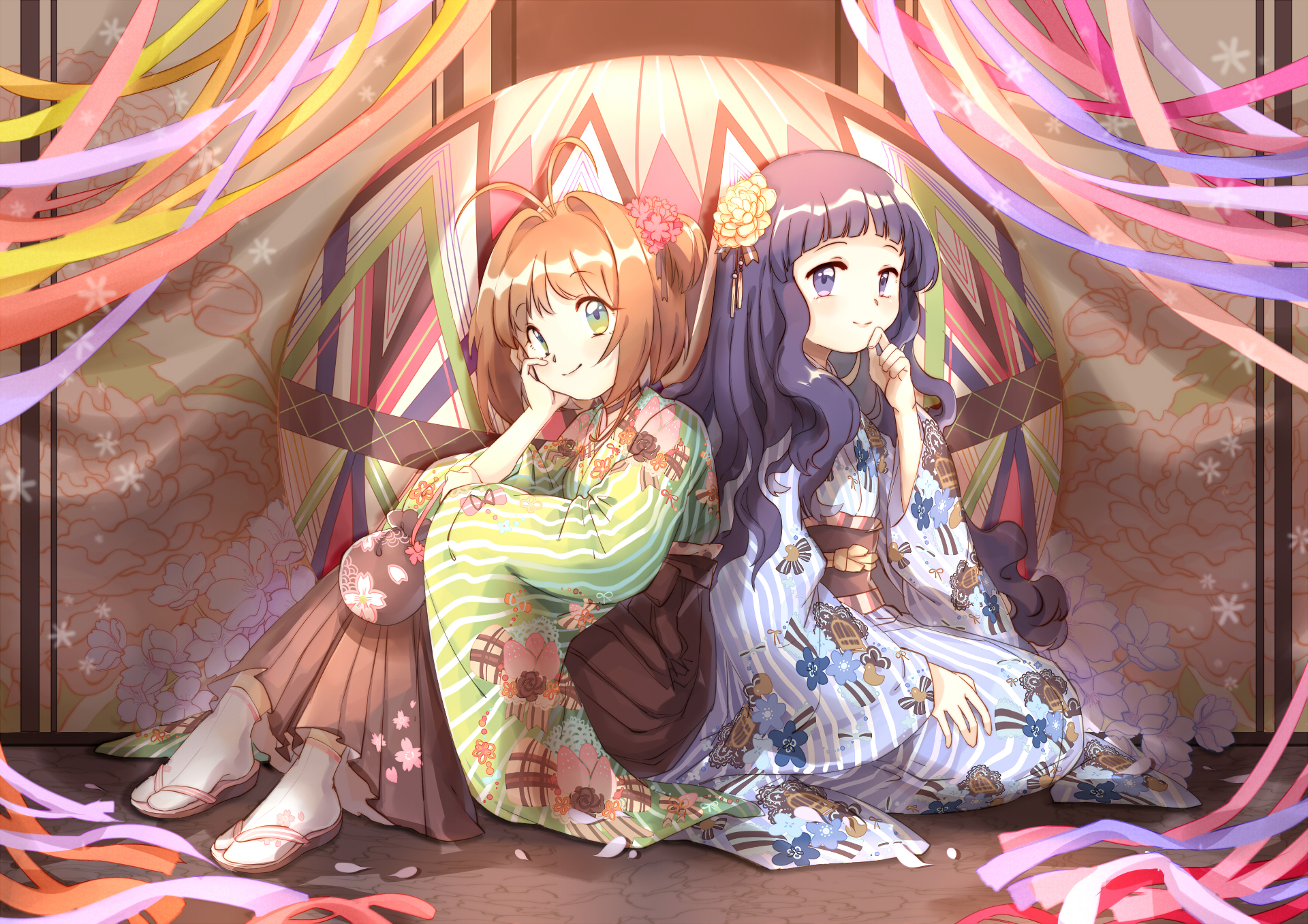 Sakura Kinomoto and Tomoyo Daidouji in Yukatas HD Wallpaper