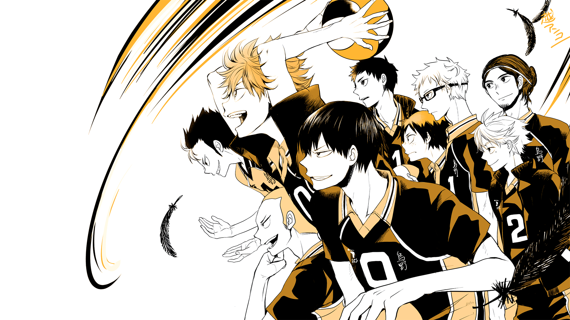 Haikyuu!! characters playing volleyball HD Wallpaper