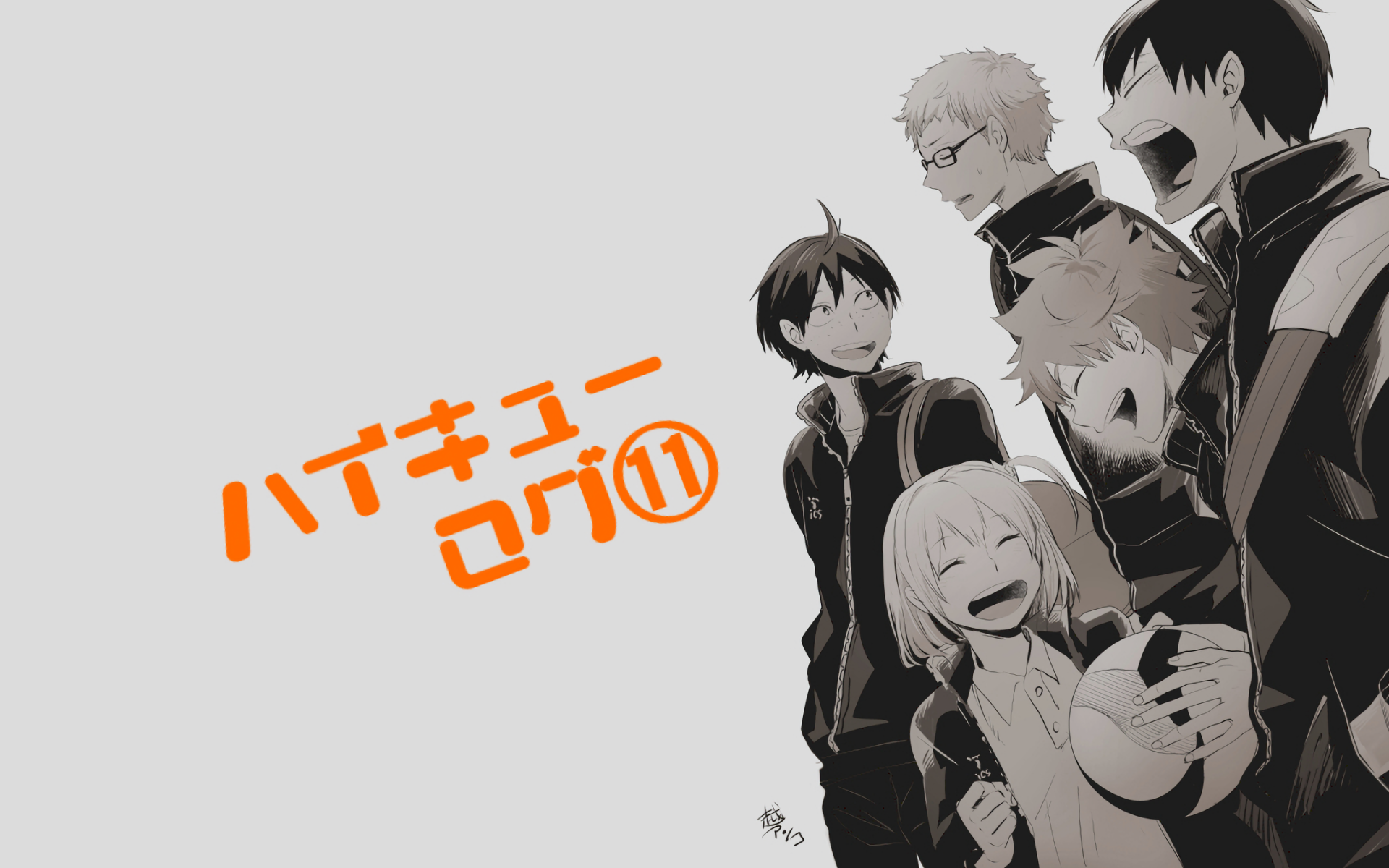 Haikyuu!! characters with Japanese text HD Wallpaper