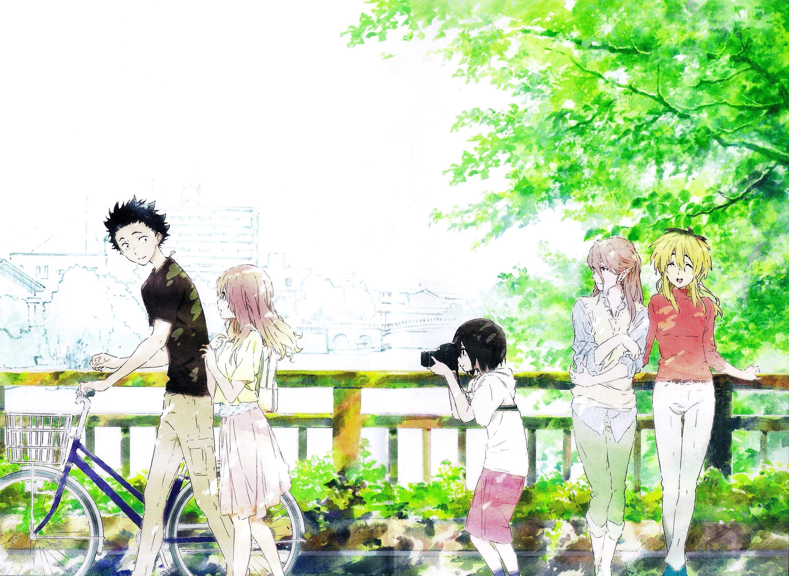 Koe no Katachi characters walking outdoors HD Wallpaper