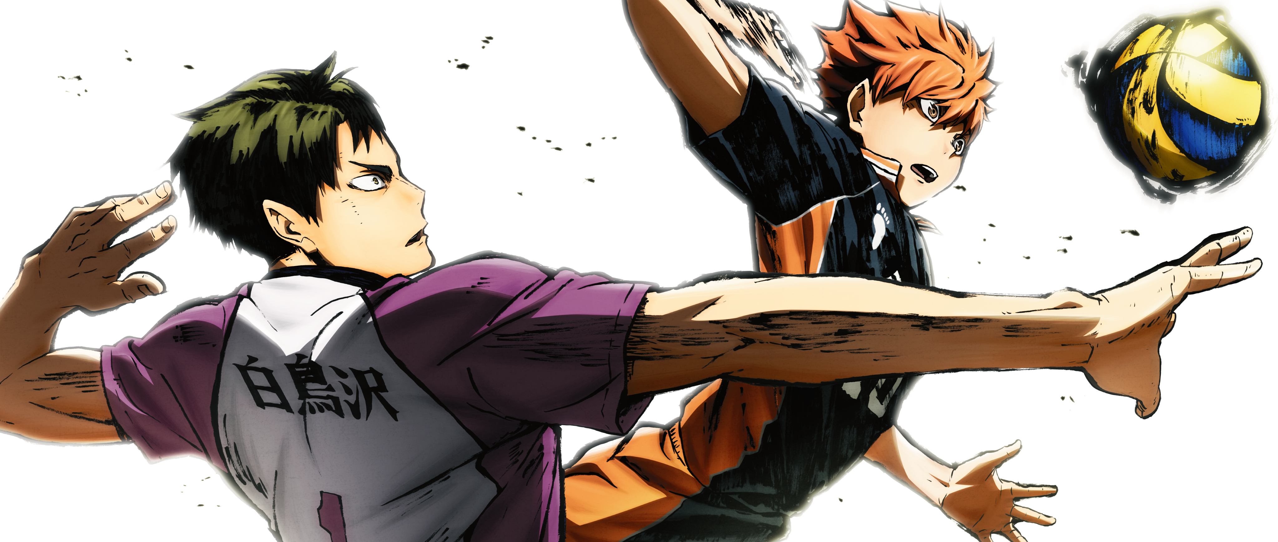 Shoyo Hinata and Wakatoshi Ushijima playing volleyball HD Wallpaper