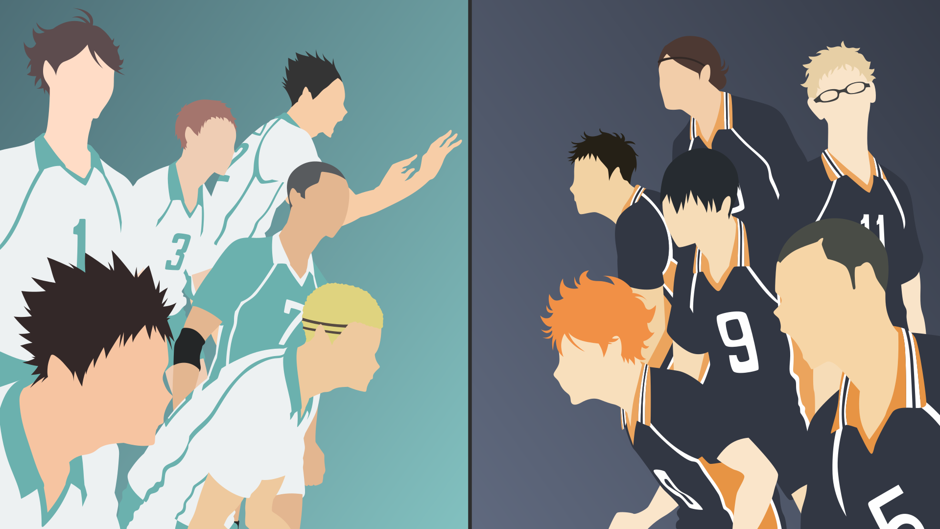 Haikyuu!! characters in minimalist style HD Wallpaper