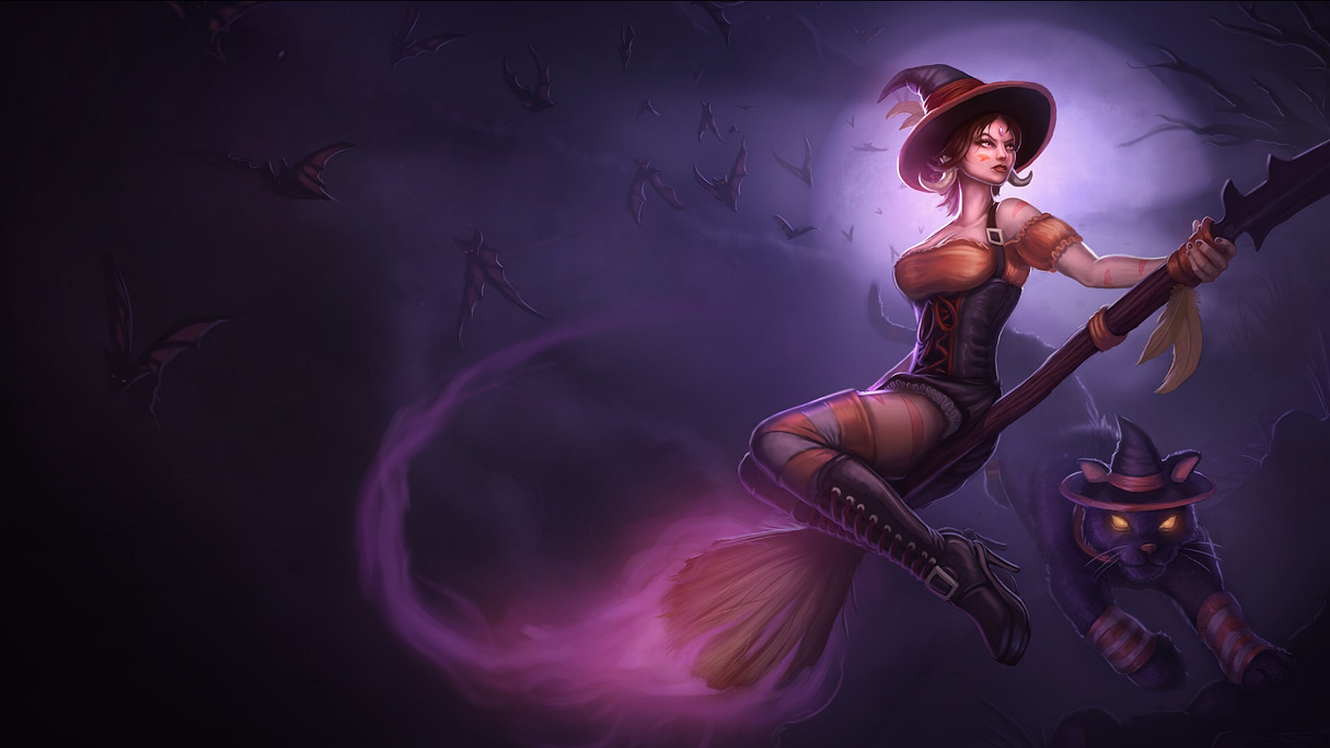 Nidalee from League of Legends Halloween Skin HD Wallpaper