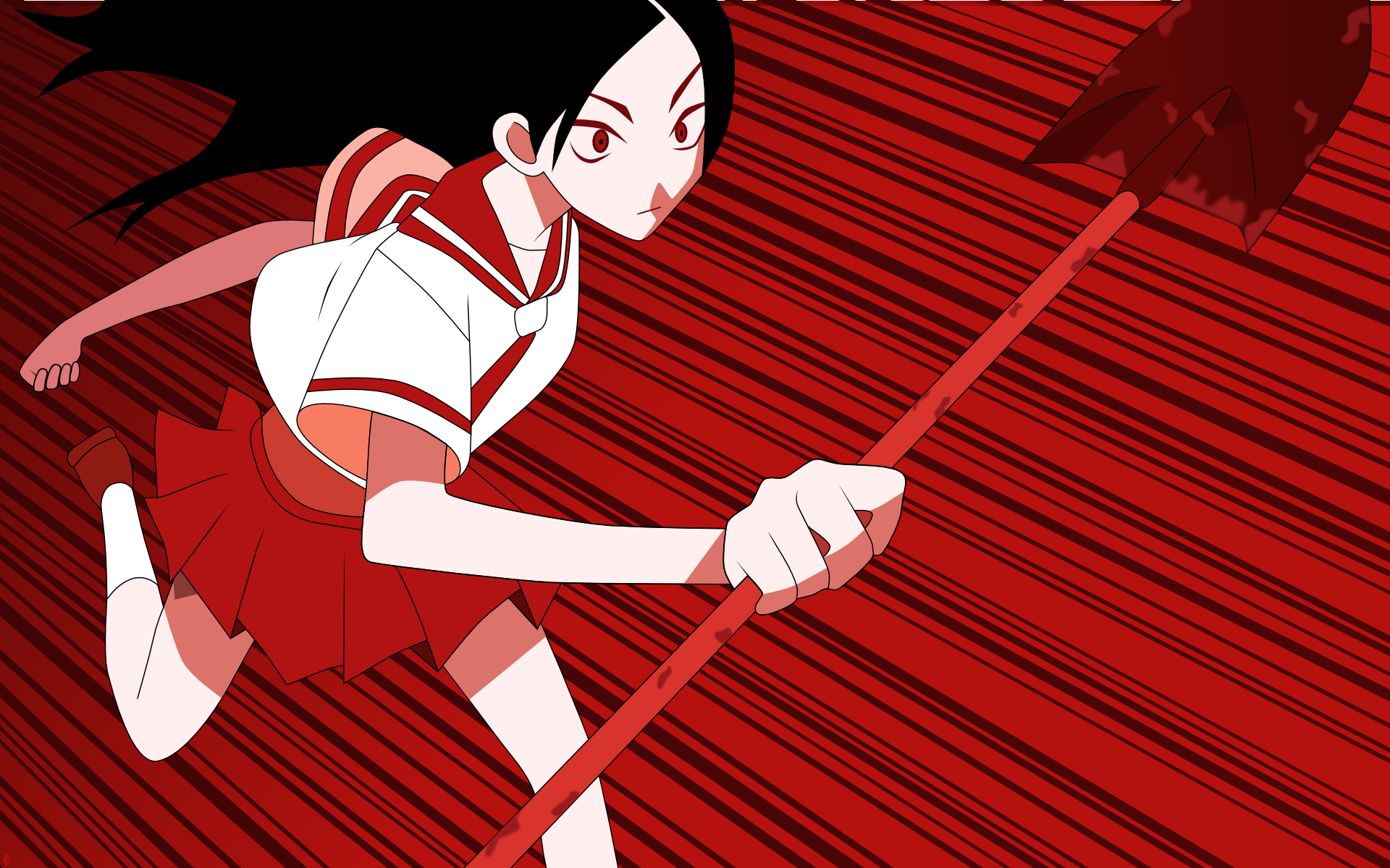Chiri Kitsu with a bloody shovel HD Wallpaper