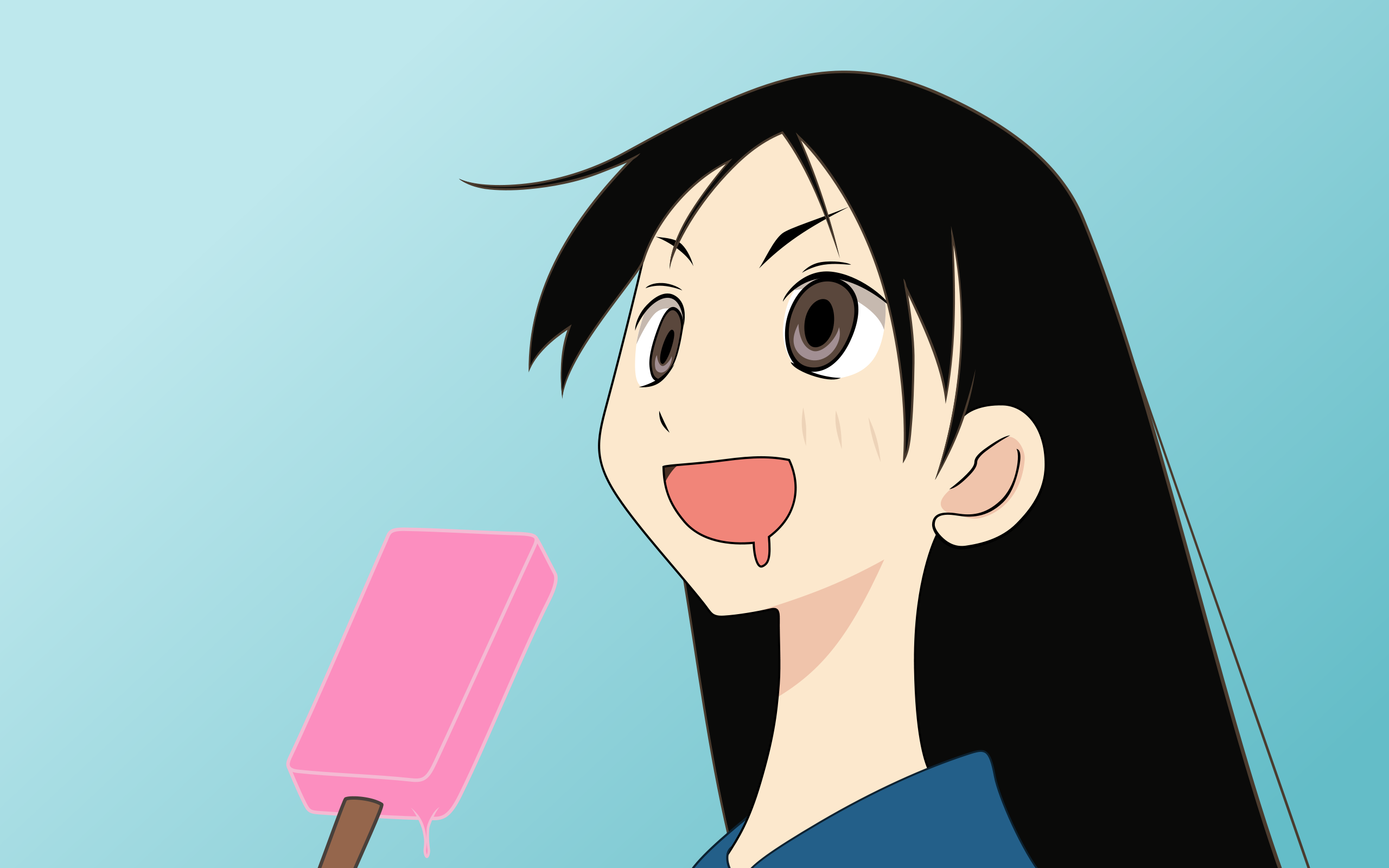 Chiri Kitsu eating a popsicle HD Wallpaper
