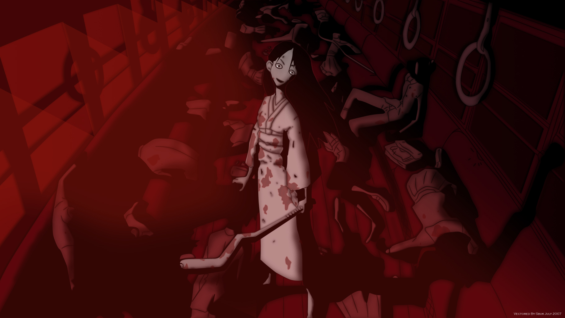 Chiri Kitsu in a bloody scene HD Wallpaper