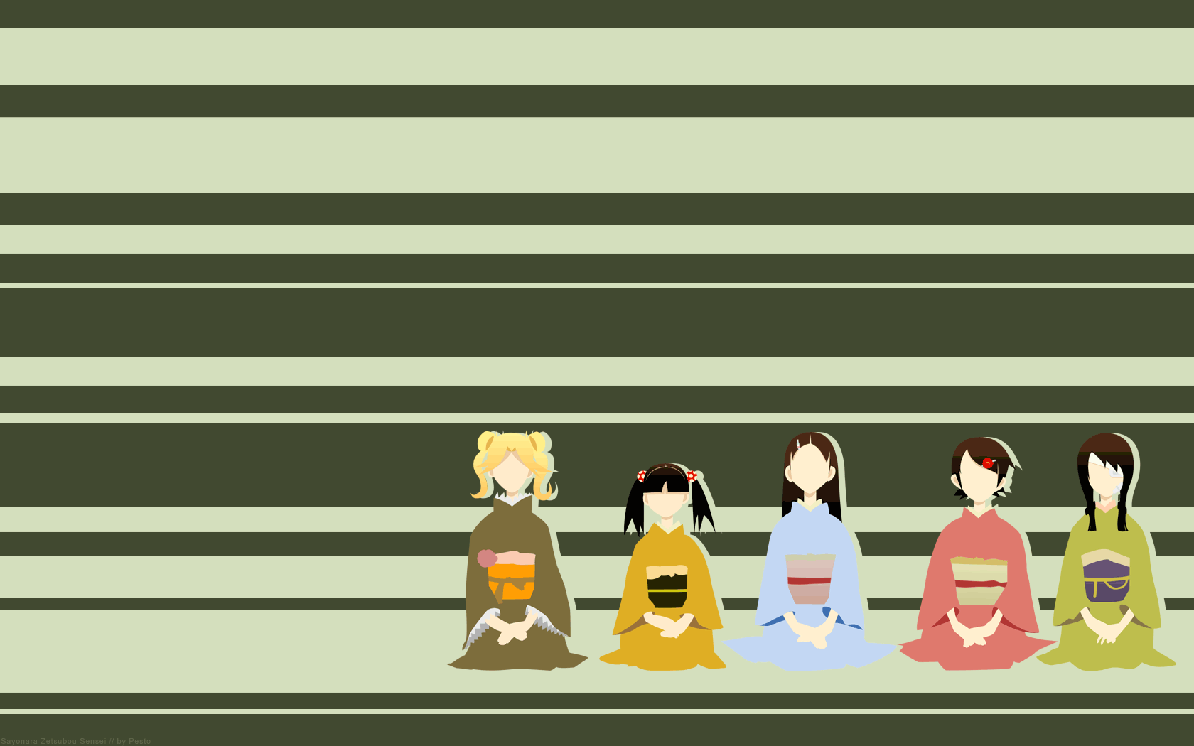 5 Girls in Kimonos HD Wallpaper