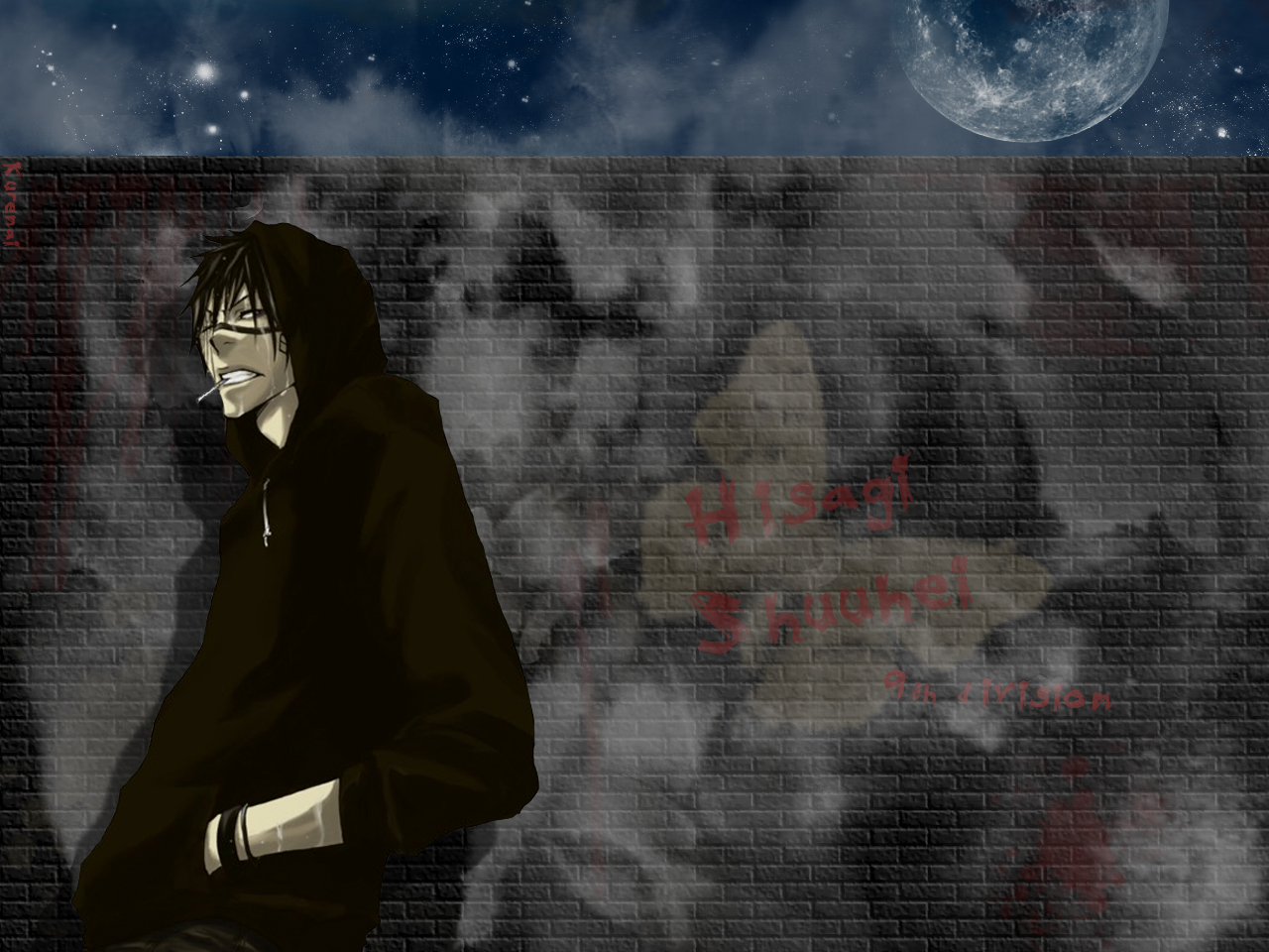 Hisagi Shūhei from Bleach leaning against a brick wall HD Wallpaper