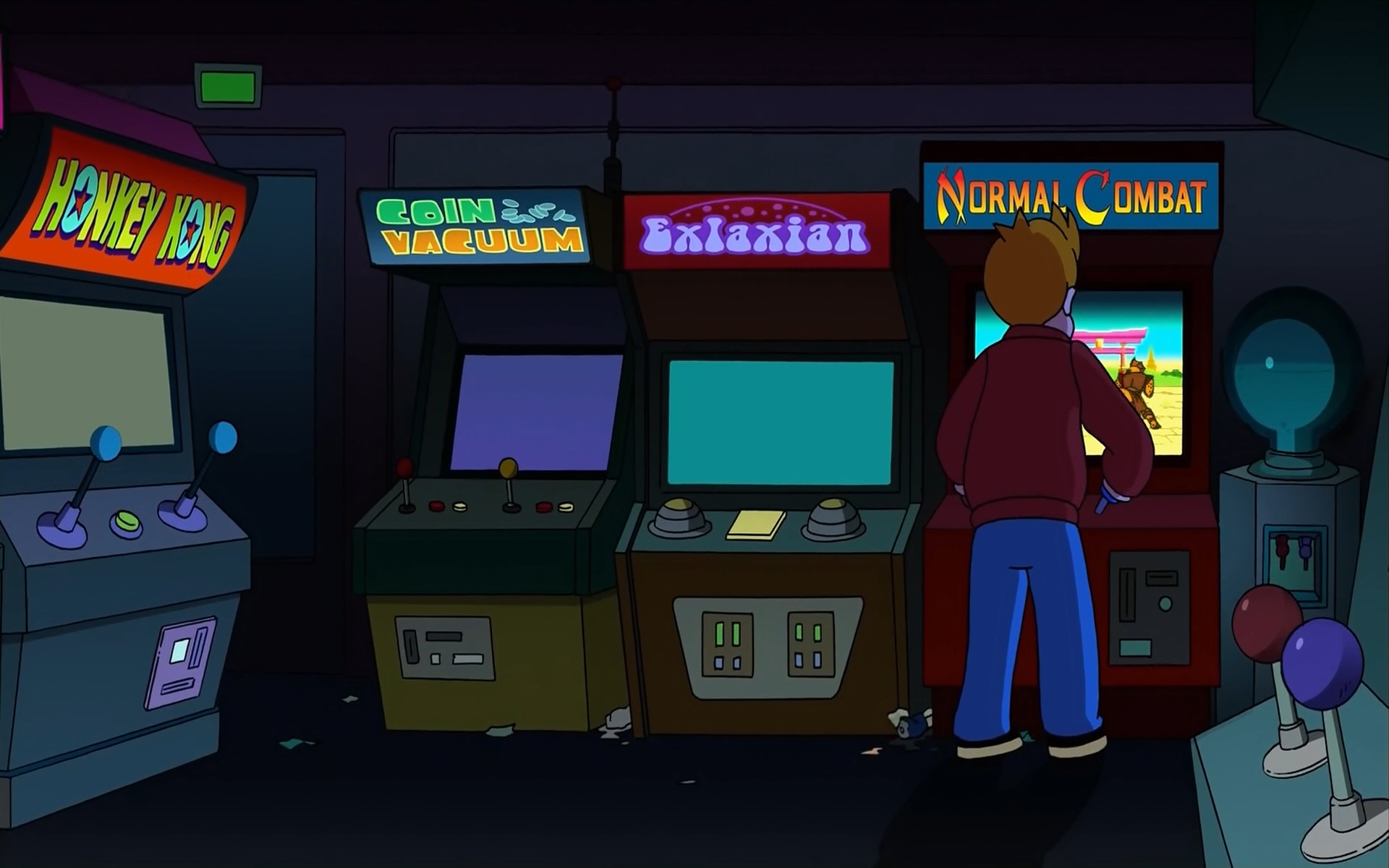 Fry from Futurama playing Normal Combat arcade game HD Wallpaper