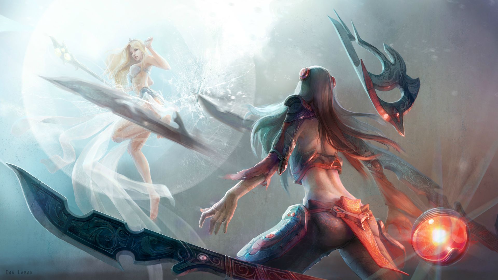 Janna from League of Legends fighting HD Wallpaper