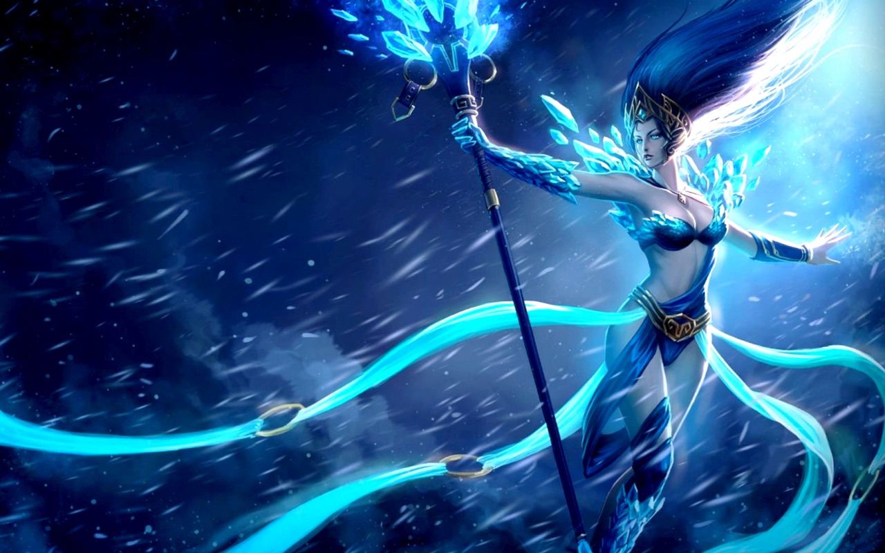 Janna from League of Legends with ice staff HD Wallpaper