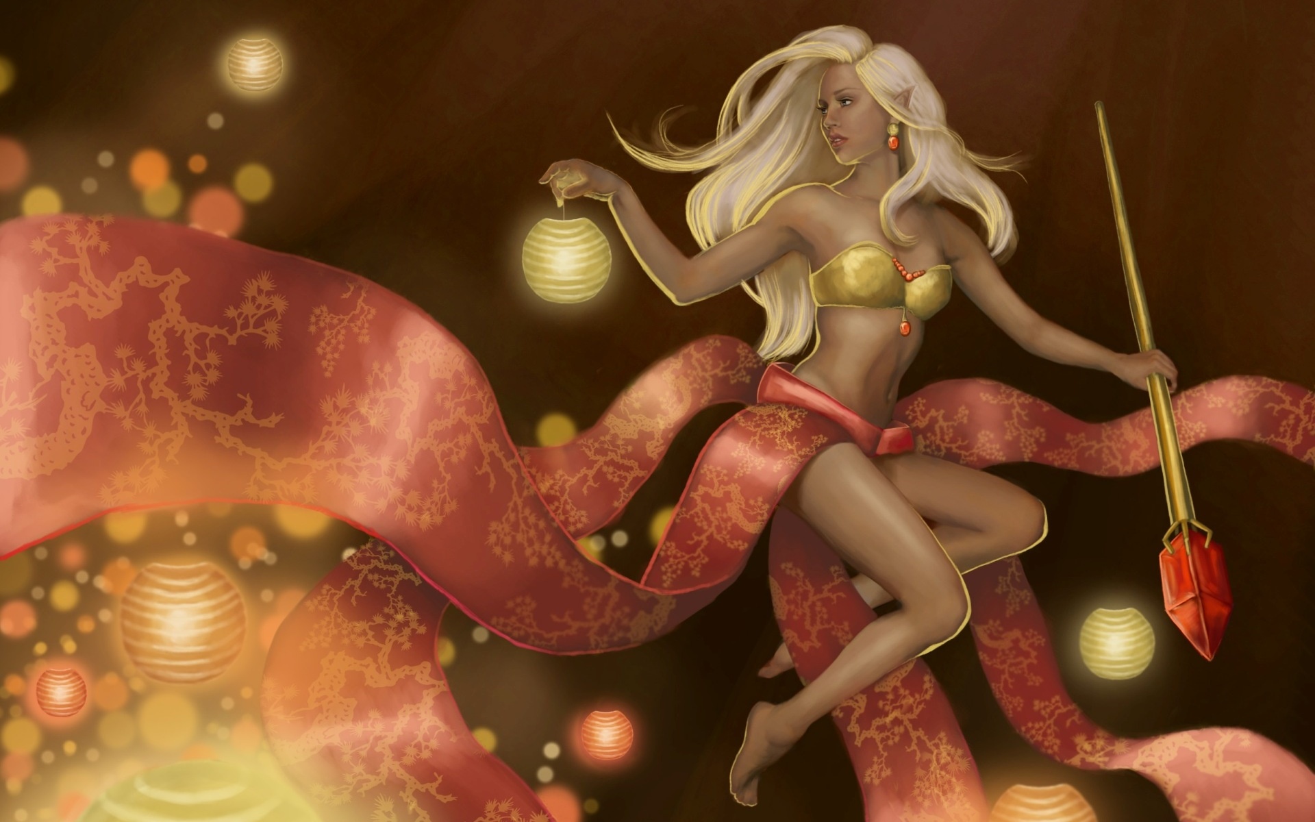Janna from League of Legends with lanterns HD Wallpaper