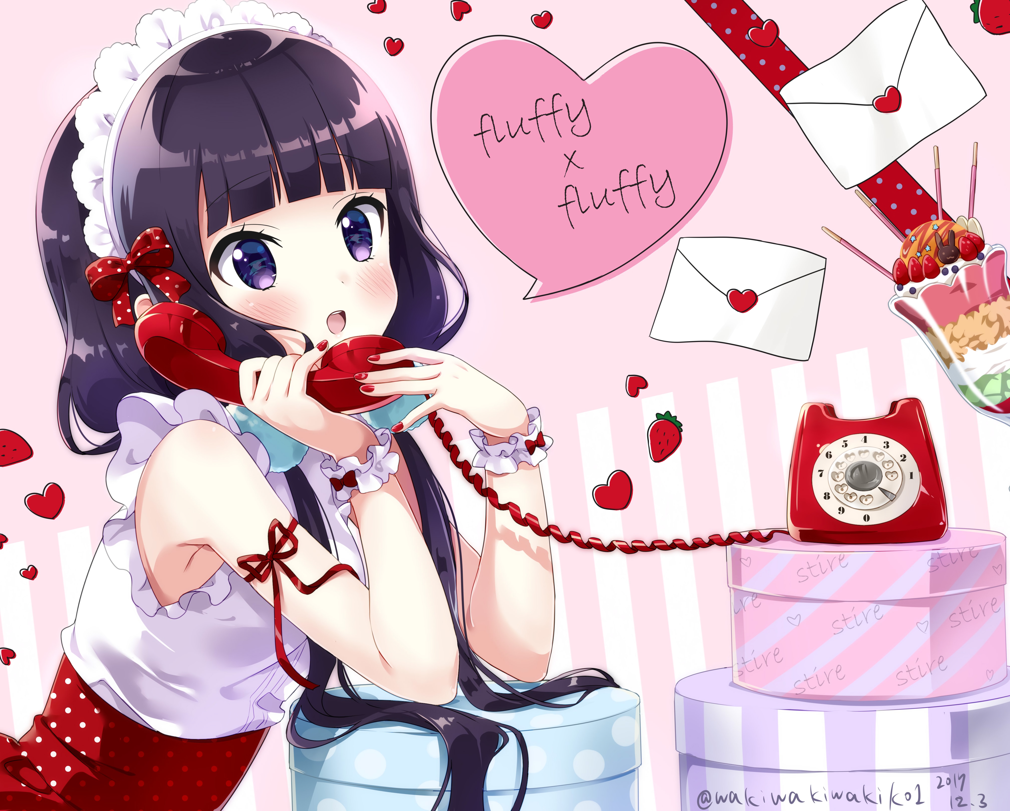 Maika Sakuranomiya with a red telephone HD Wallpaper