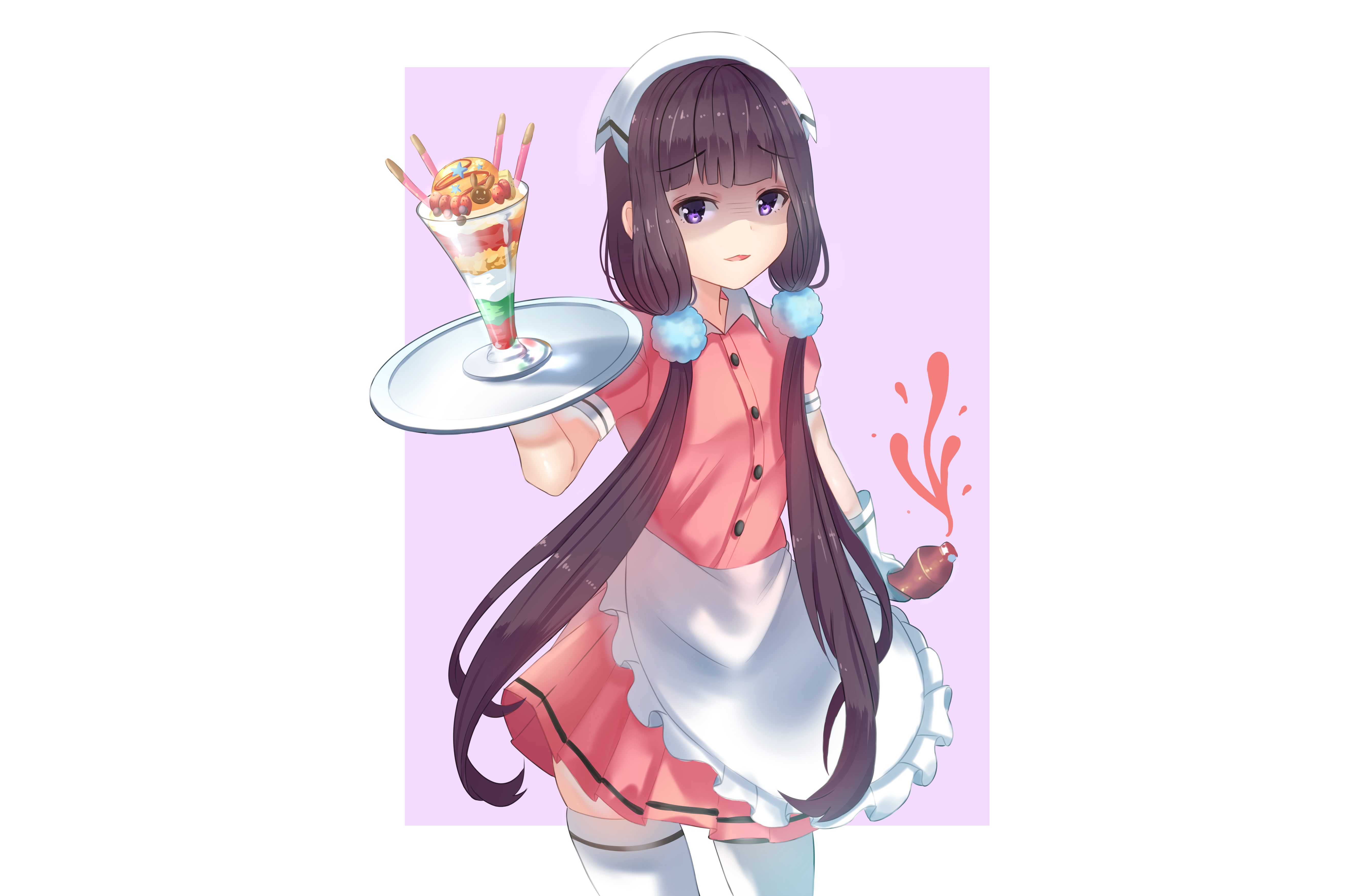 Maika Sakuranomiya serving a parfait HD Wallpaper