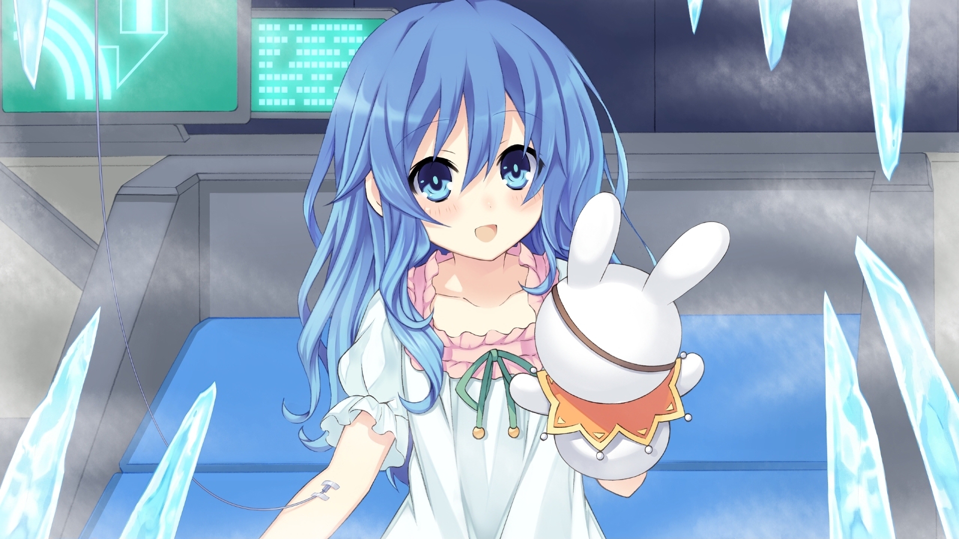 Yoshino from Date A Live holding a plush toy HD Wallpaper