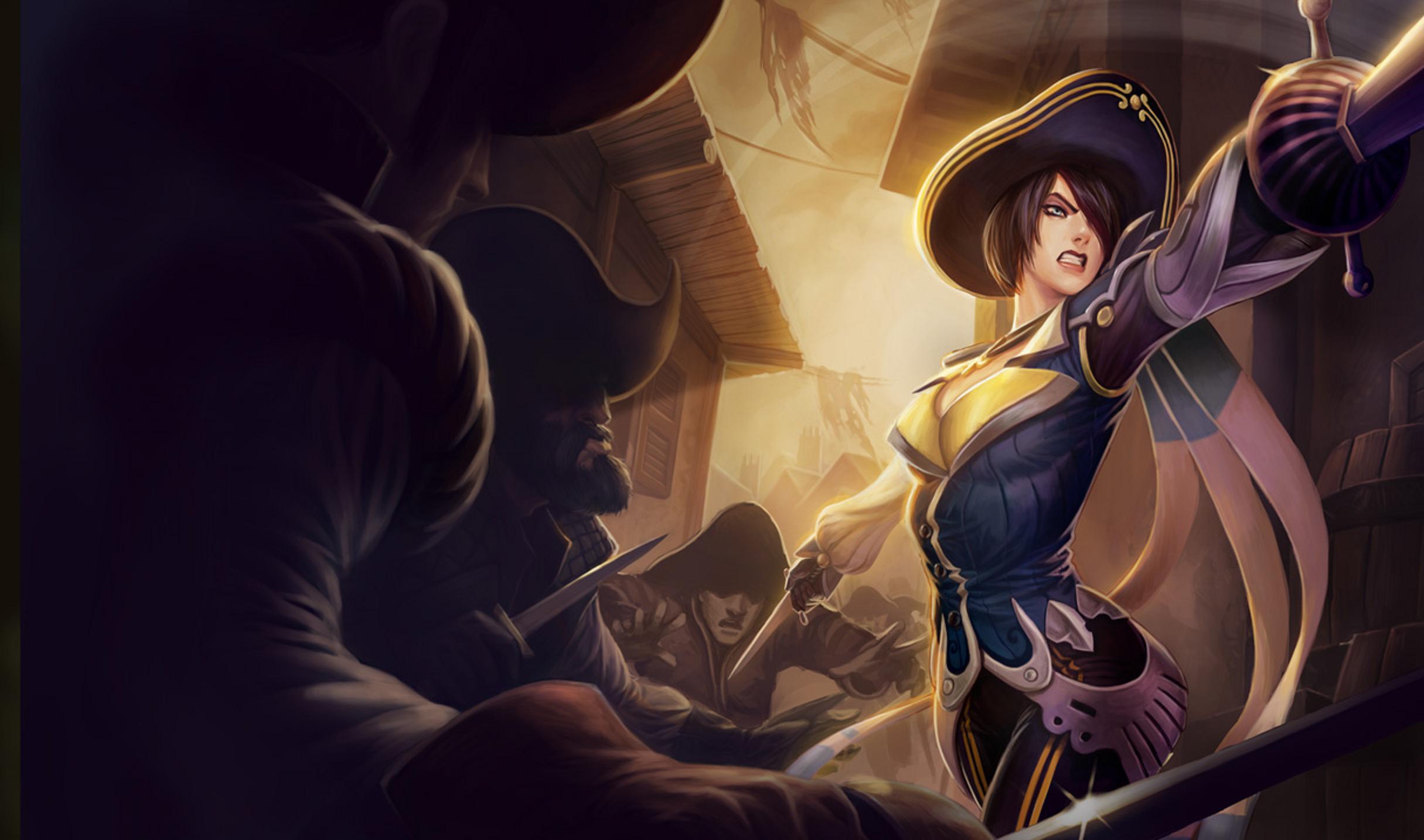 Fiora from League of Legends in a sword fight HD Wallpaper