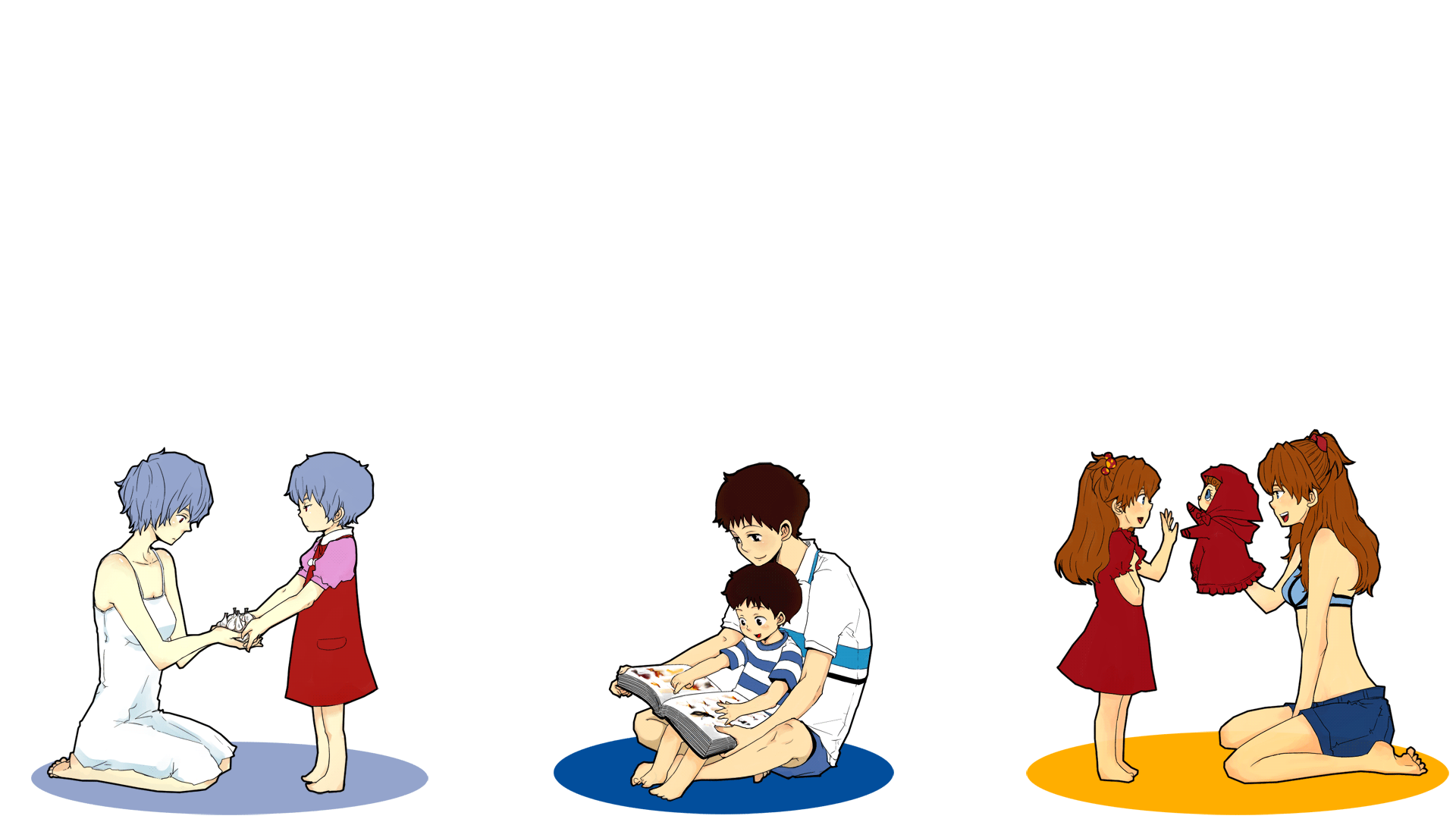 Rei Ayanami and Asuka Langley Soryu with children HD Wallpaper