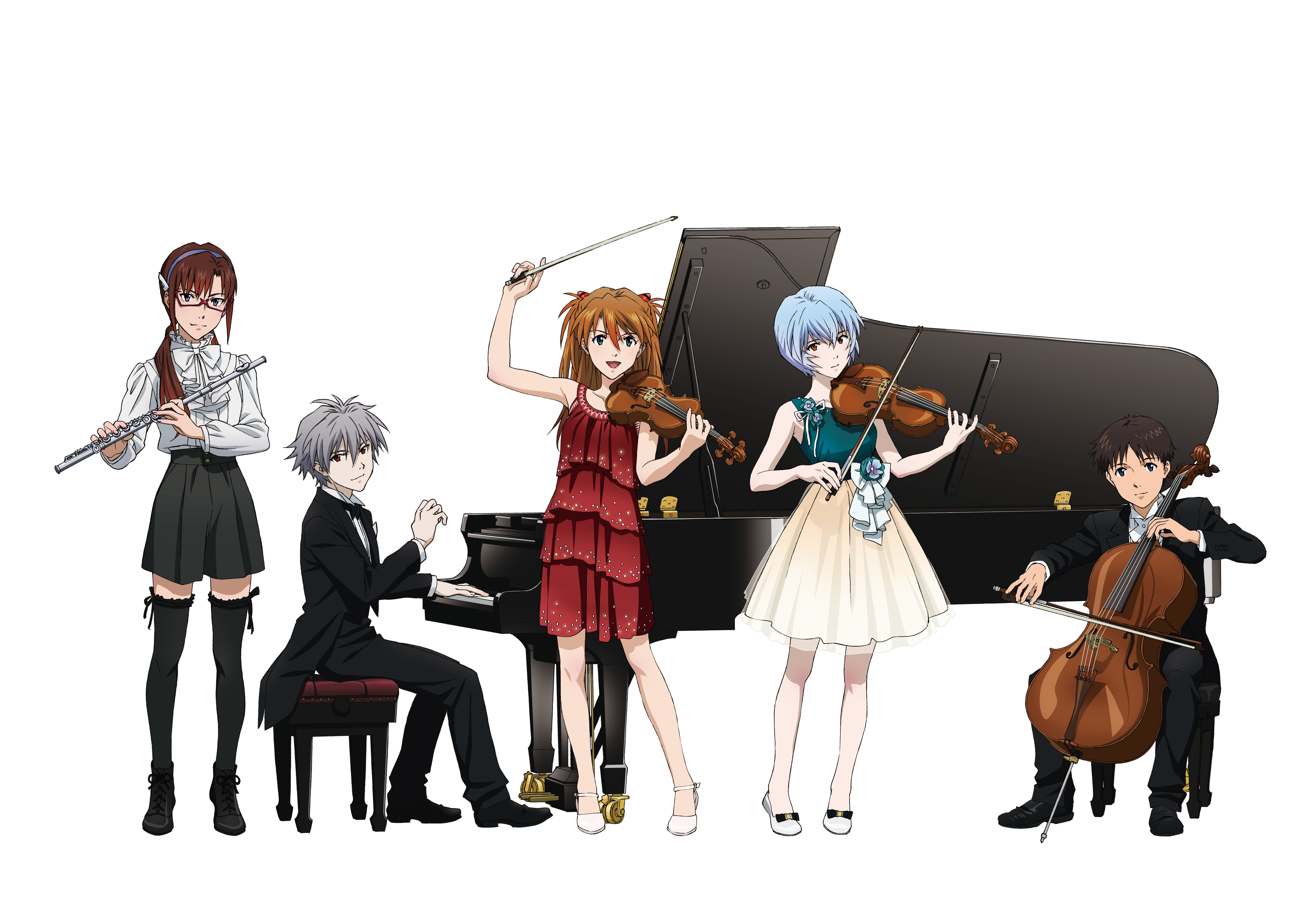 Evangelion characters playing music HD Wallpaper