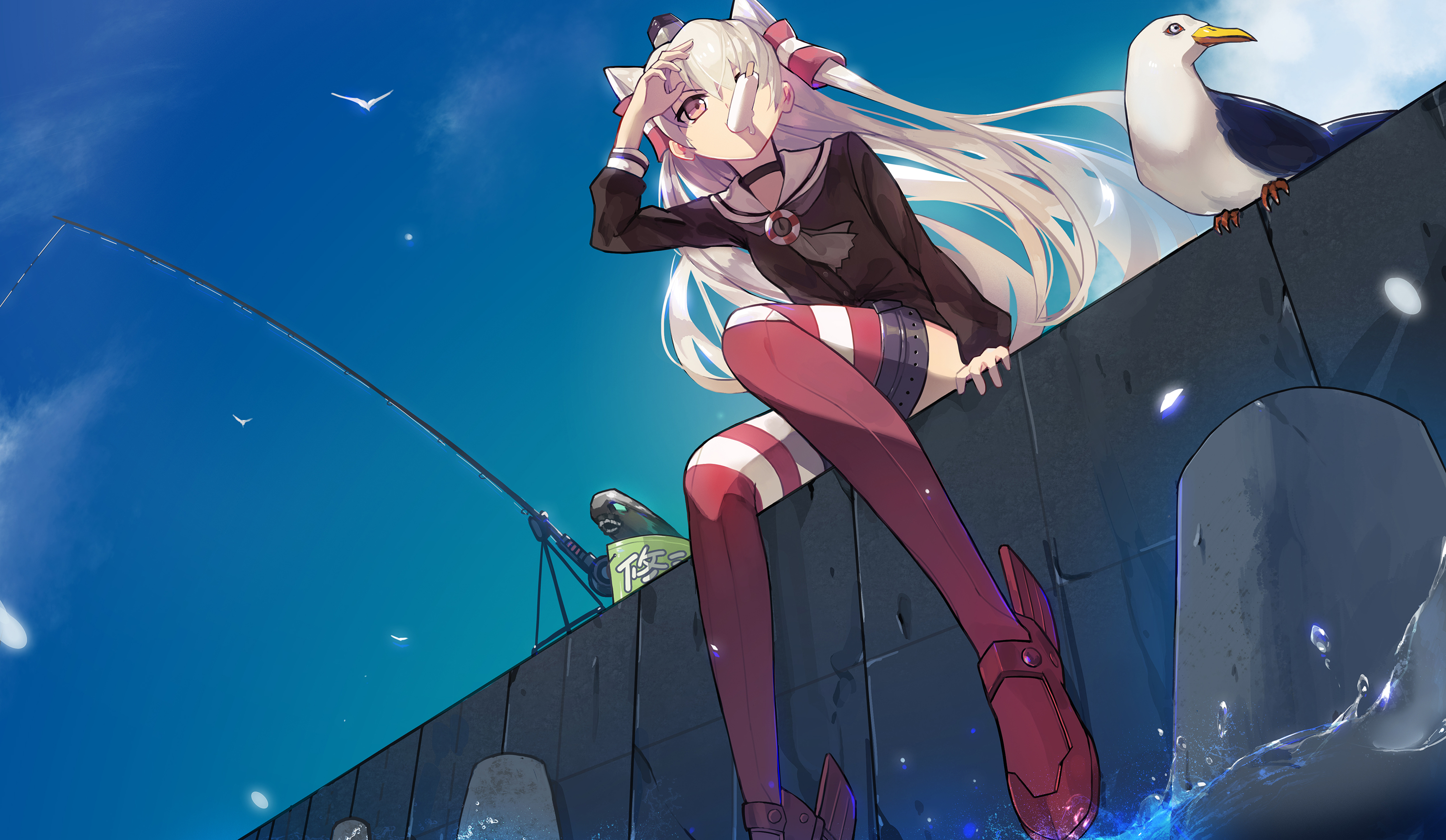 Amatsukaze from Kancolle fishing HD Wallpaper