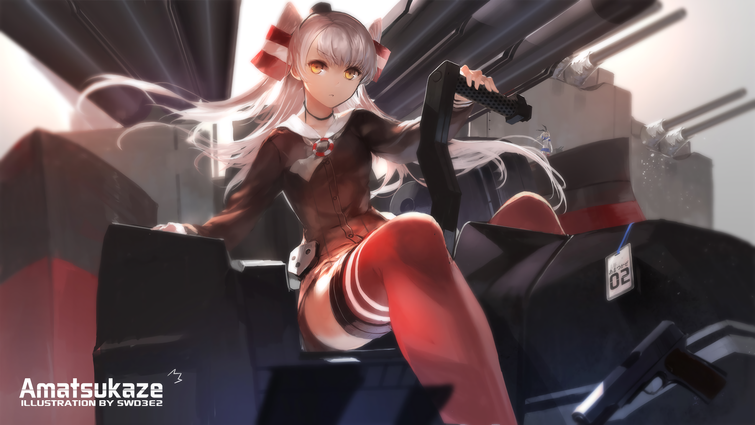 Amatsukaze from Kancolle on a Battleship HD Wallpaper