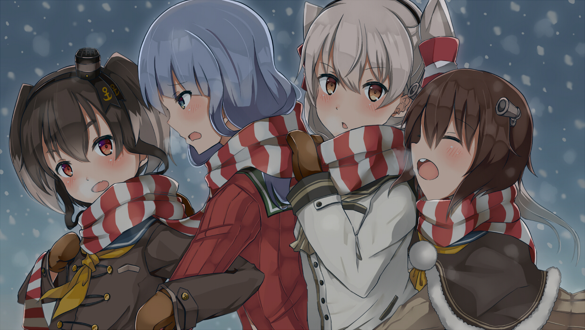 Amatsukaze and friends in winter from Kancolle HD Wallpaper