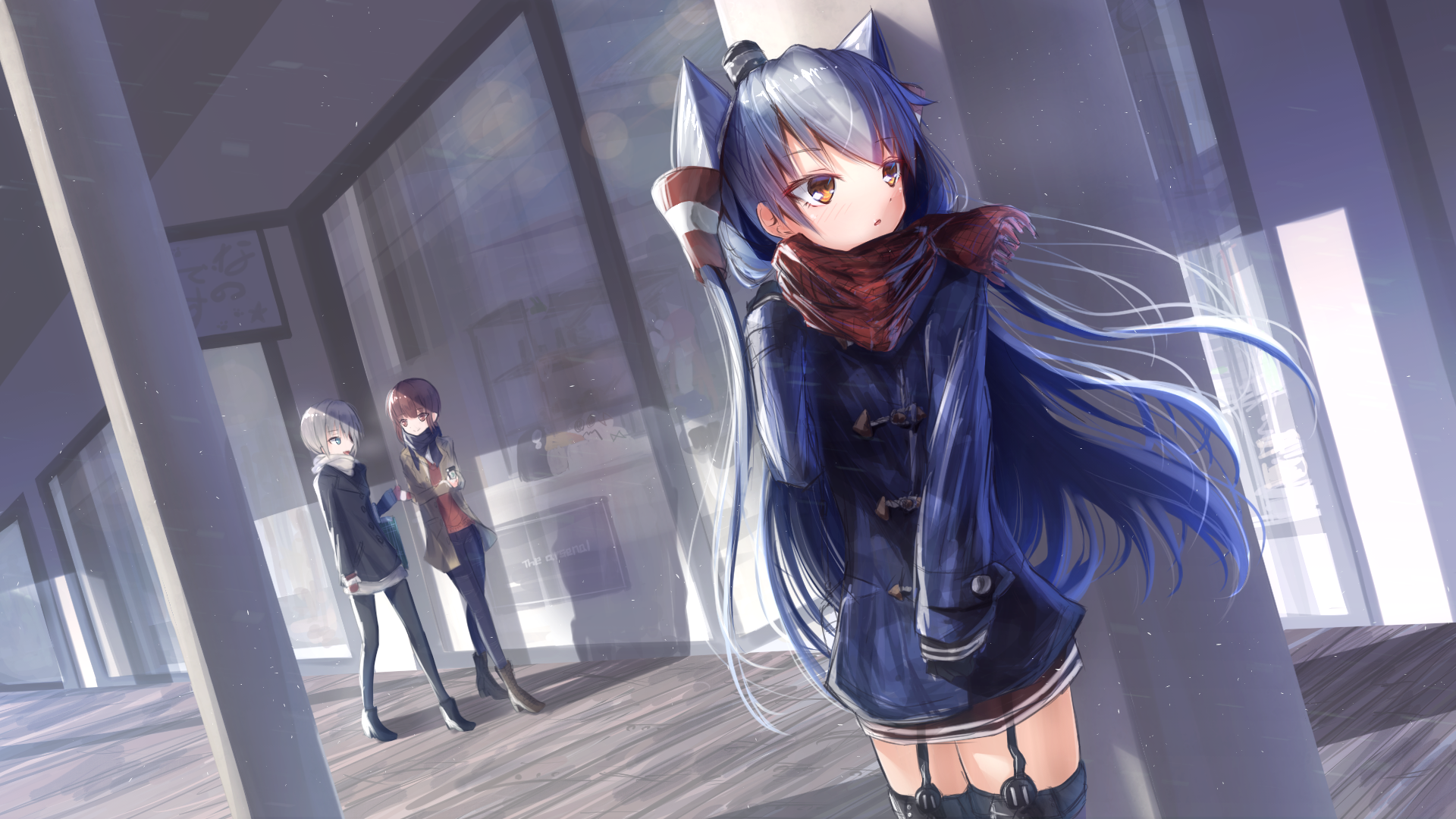 Amatsukaze from Kancolle in winter coat HD Wallpaper
