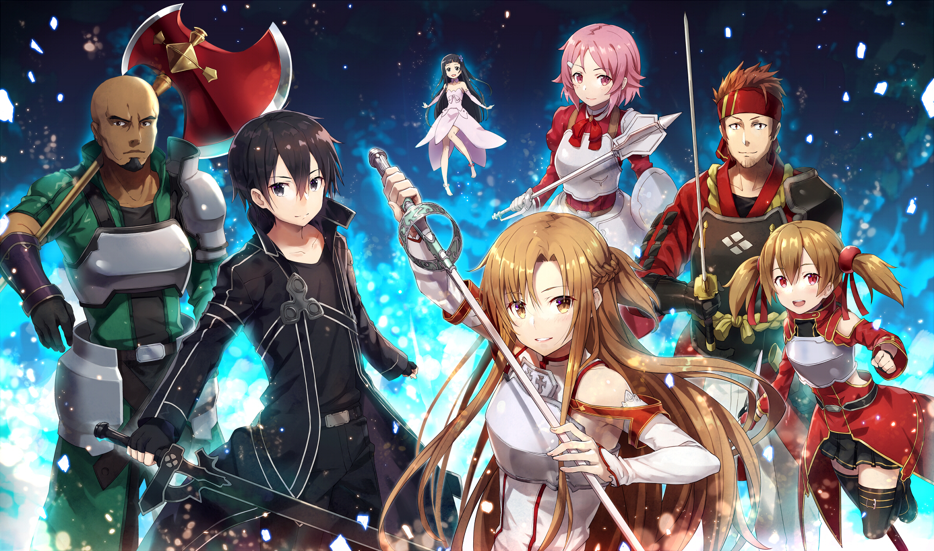 Sword Art Online characters in battle poses HD Wallpaper