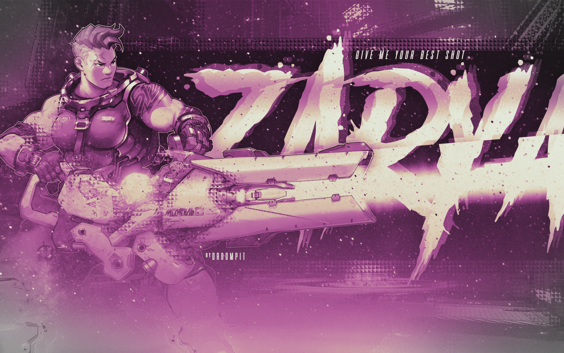 Zarya from Overwatch with a large weapon HD Wallpaper
