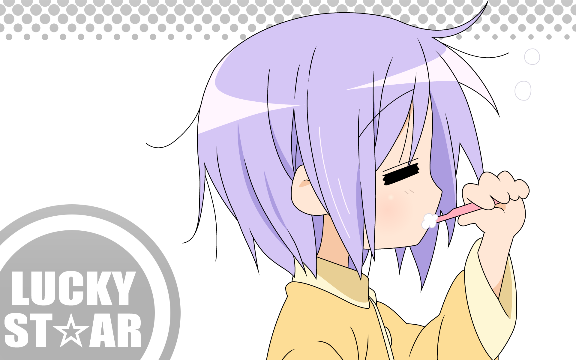 Tsukasa Hiiragi from Lucky Star brushing teeth HD Wallpaper