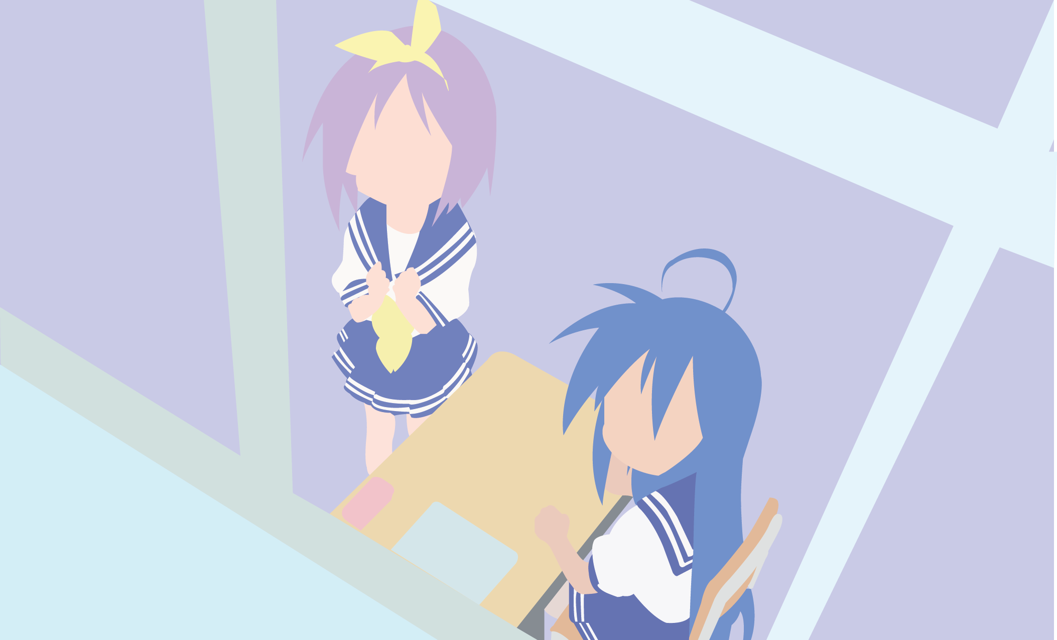 Konata Izumi and Tsukasa Hiiragi from Lucky Star HD Wallpaper