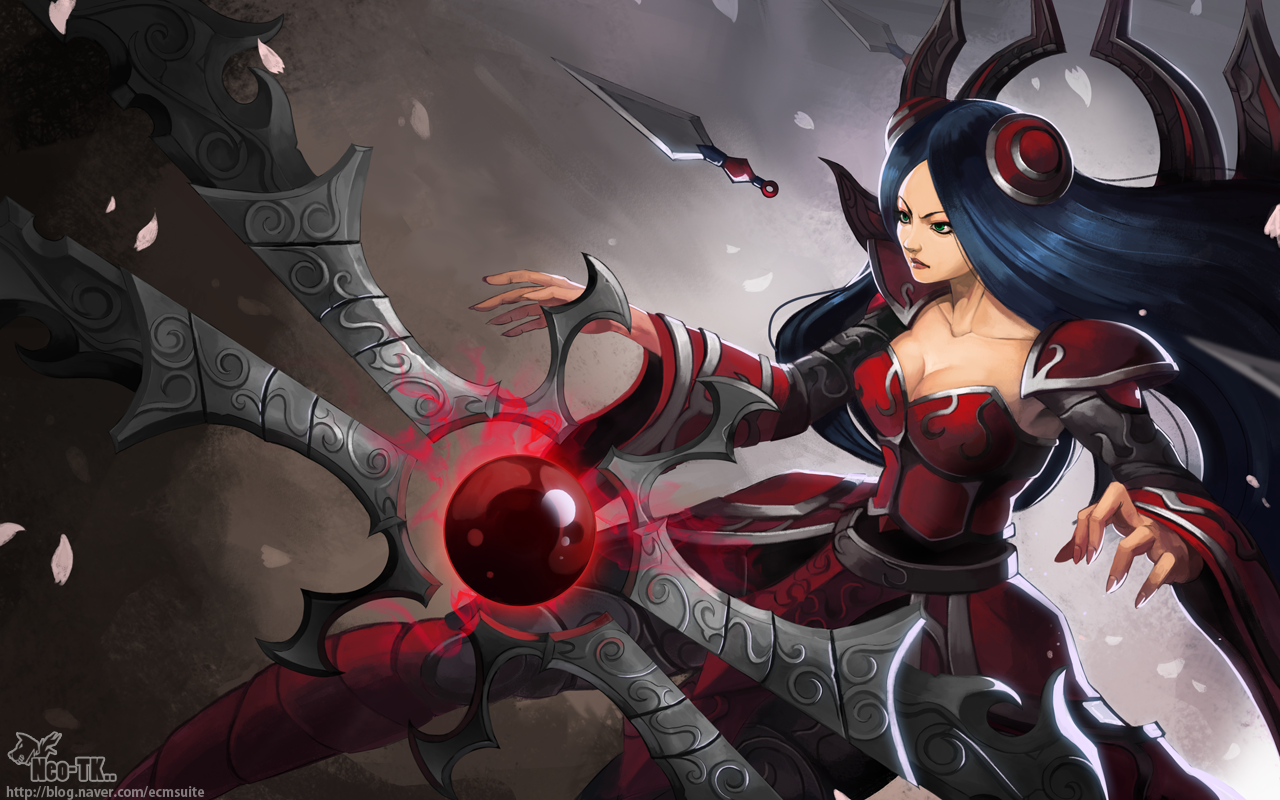 Irelia from League of Legends with a large weapon HD Wallpaper