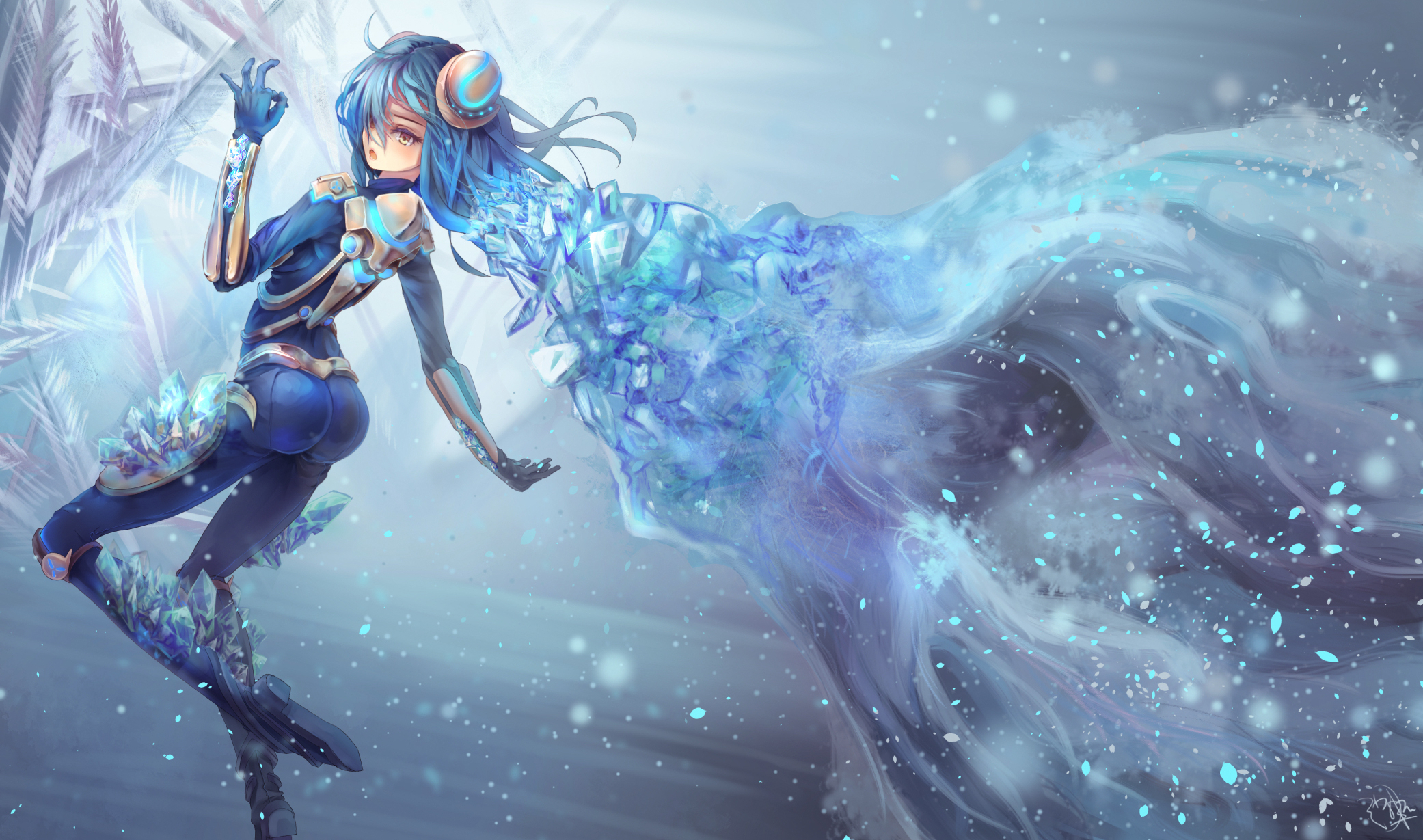 Irelia from League of Legends with ice powers HD Wallpaper