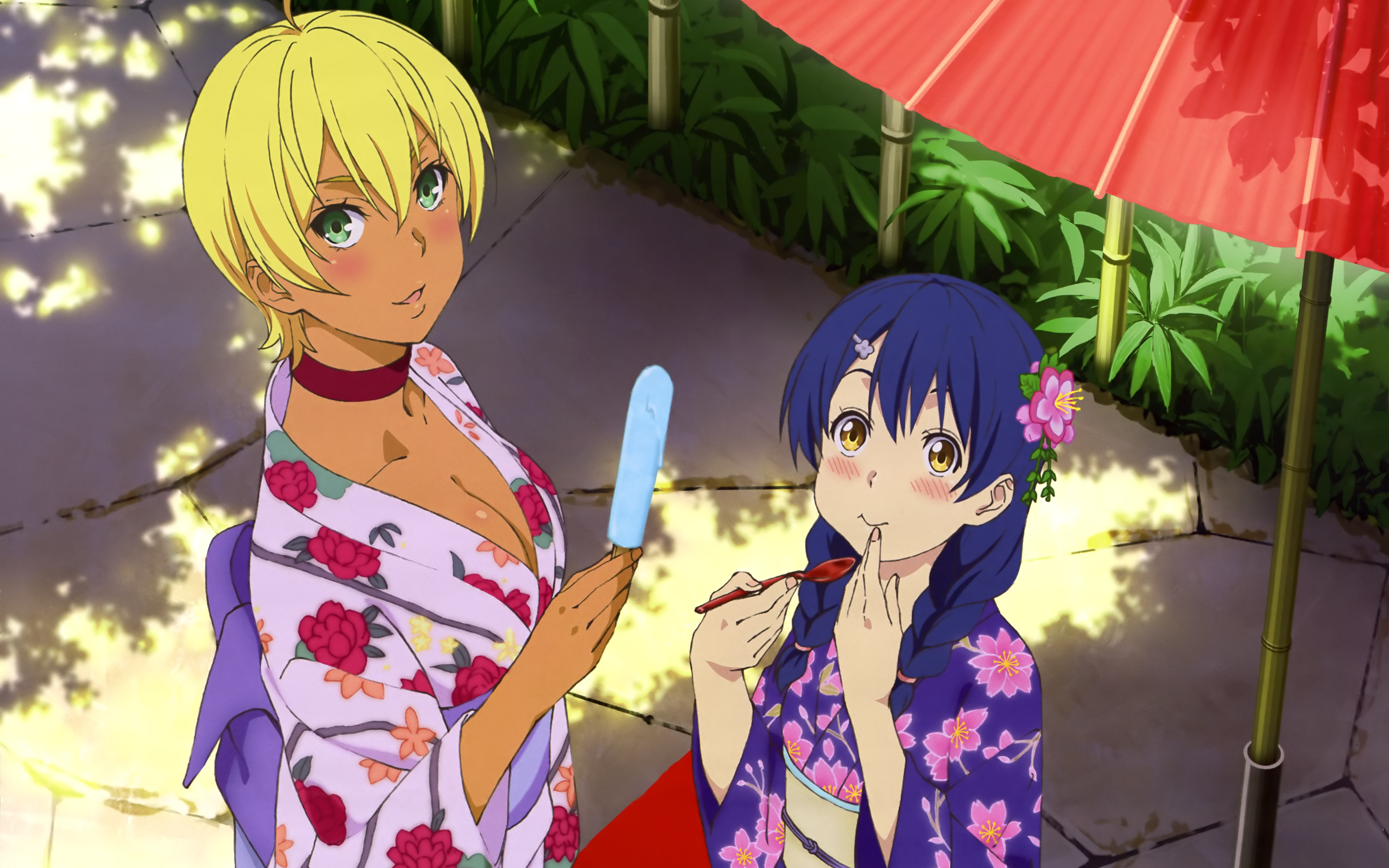 Megumi Tadokoro and Erina Nakiri in Yukatas HD Wallpaper