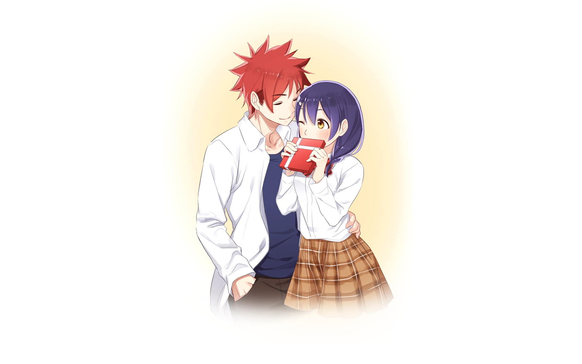 Megumi Tadokoro from Food Wars! holding a gift HD Wallpaper