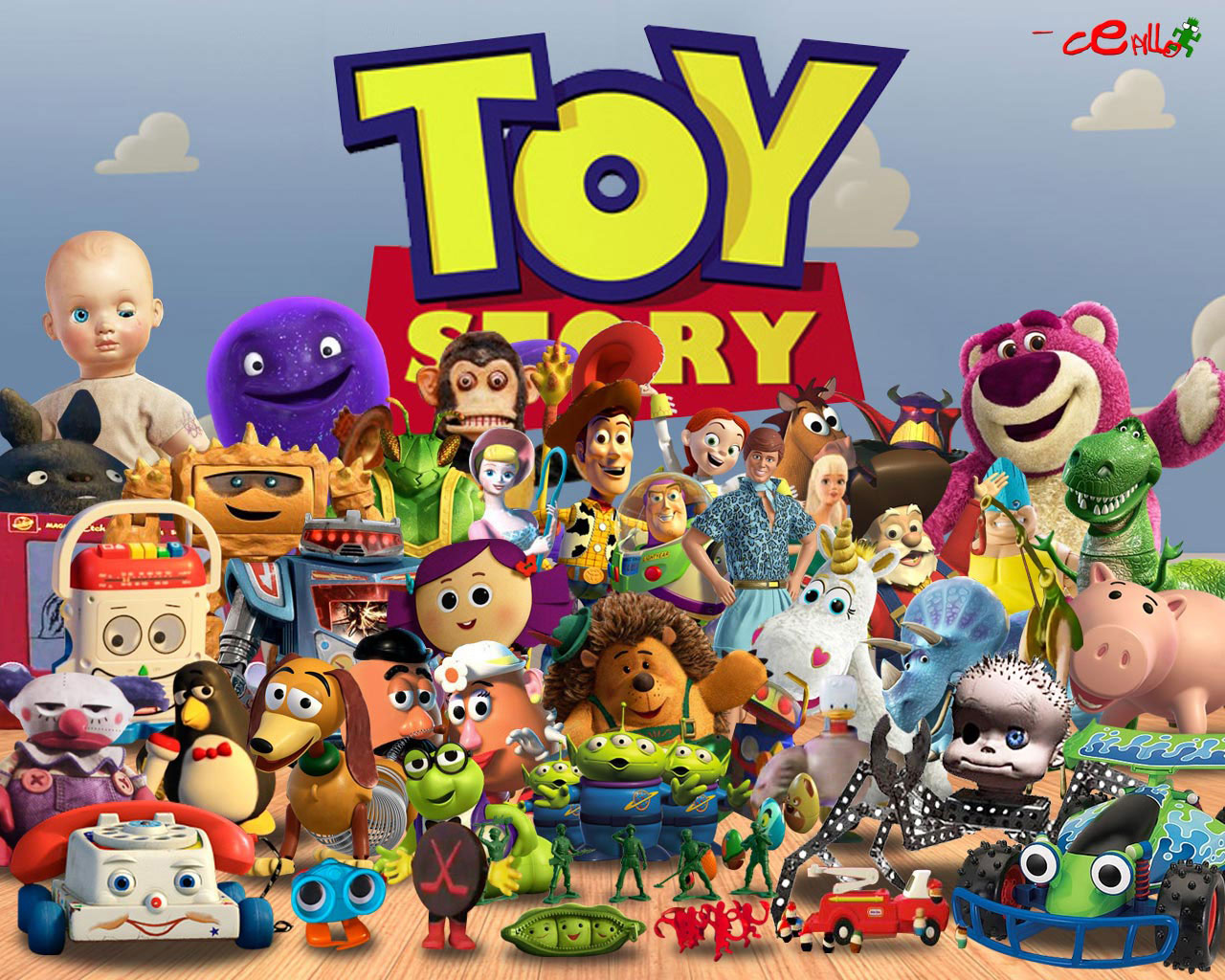 Toy Story characters with Lotso and Rex HD Wallpaper