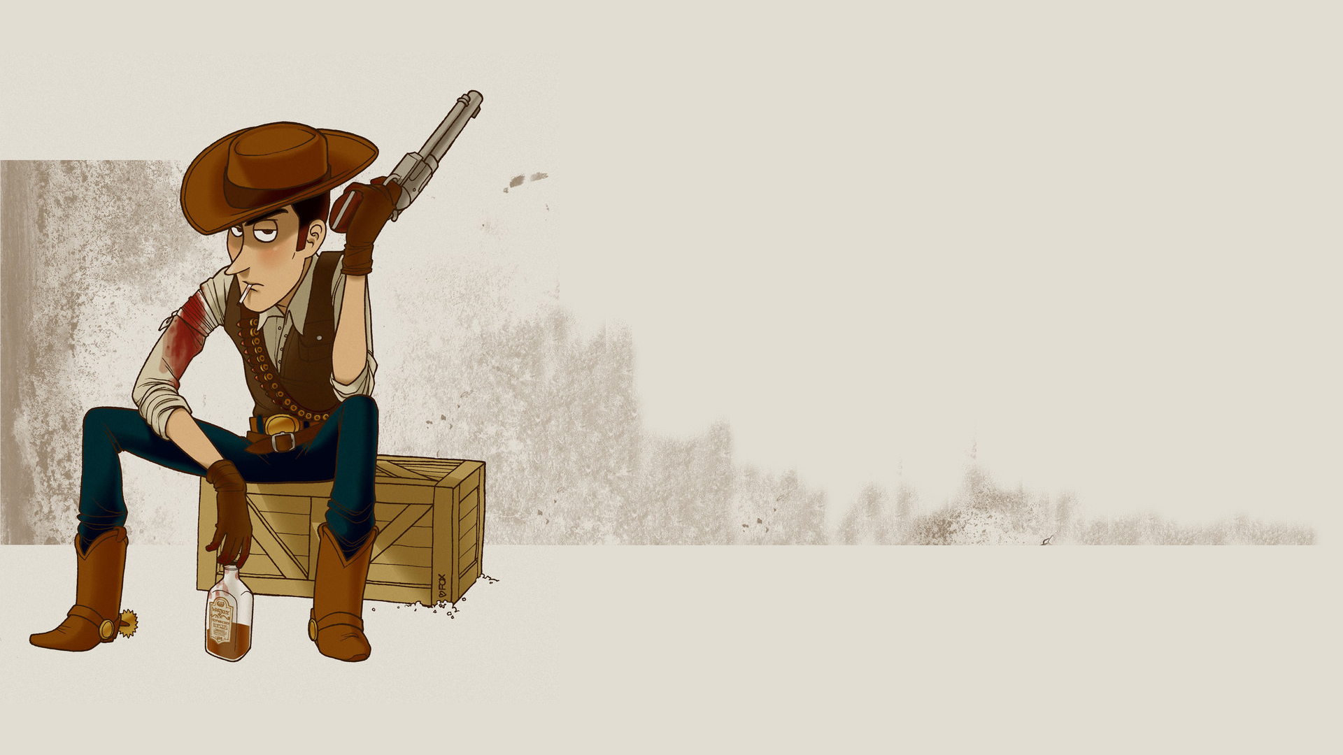 Woody from Toy Story with a gun and bottle HD Wallpaper