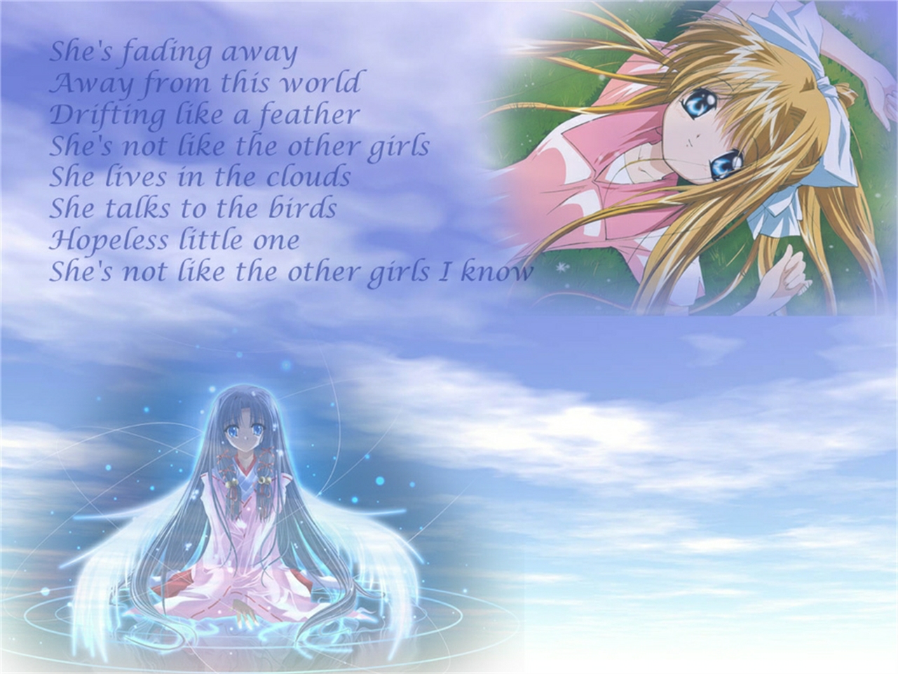 Kanna from Air with text HD Wallpaper