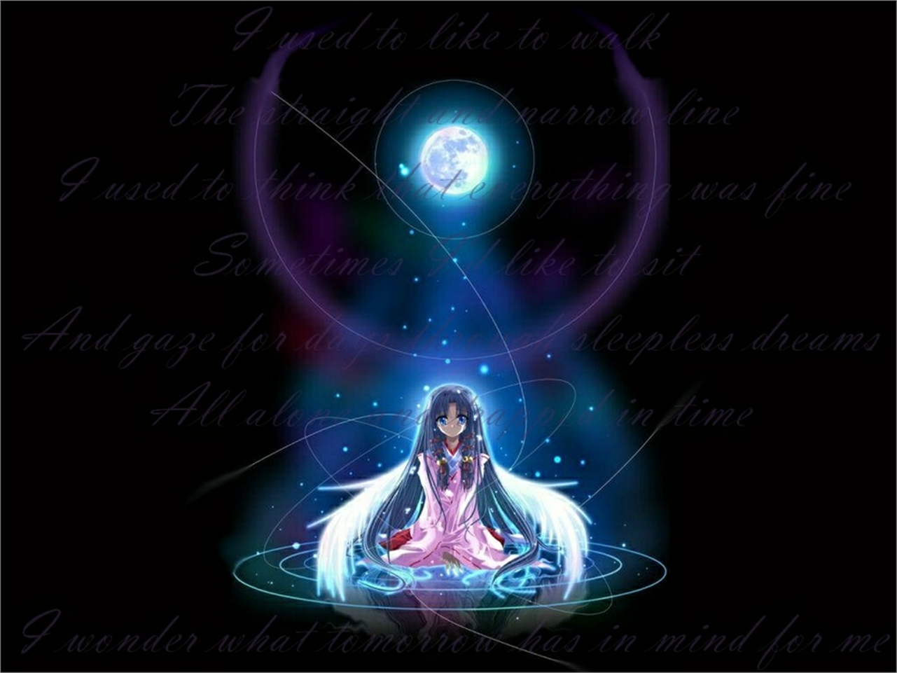 Kanna from Air sitting in a mystical circle HD Wallpaper
