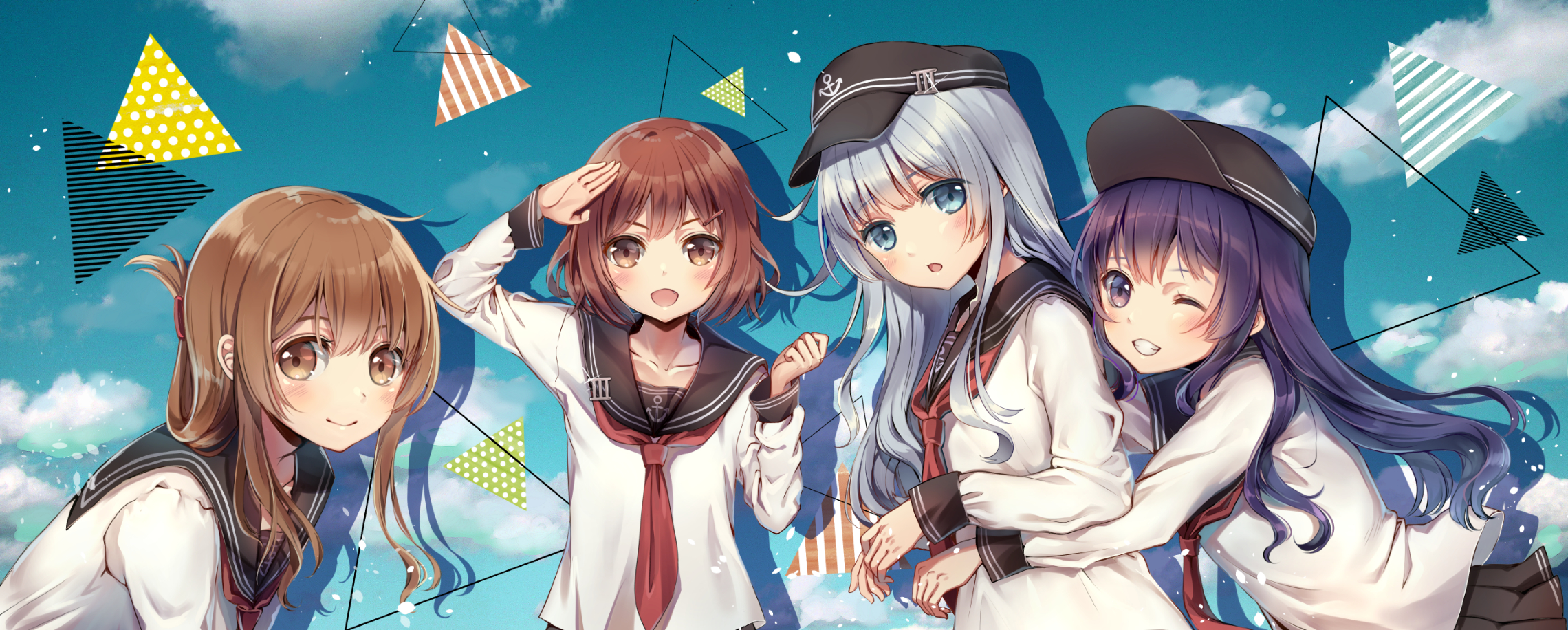 Ikazuchi from Kancolle with friends HD Wallpaper