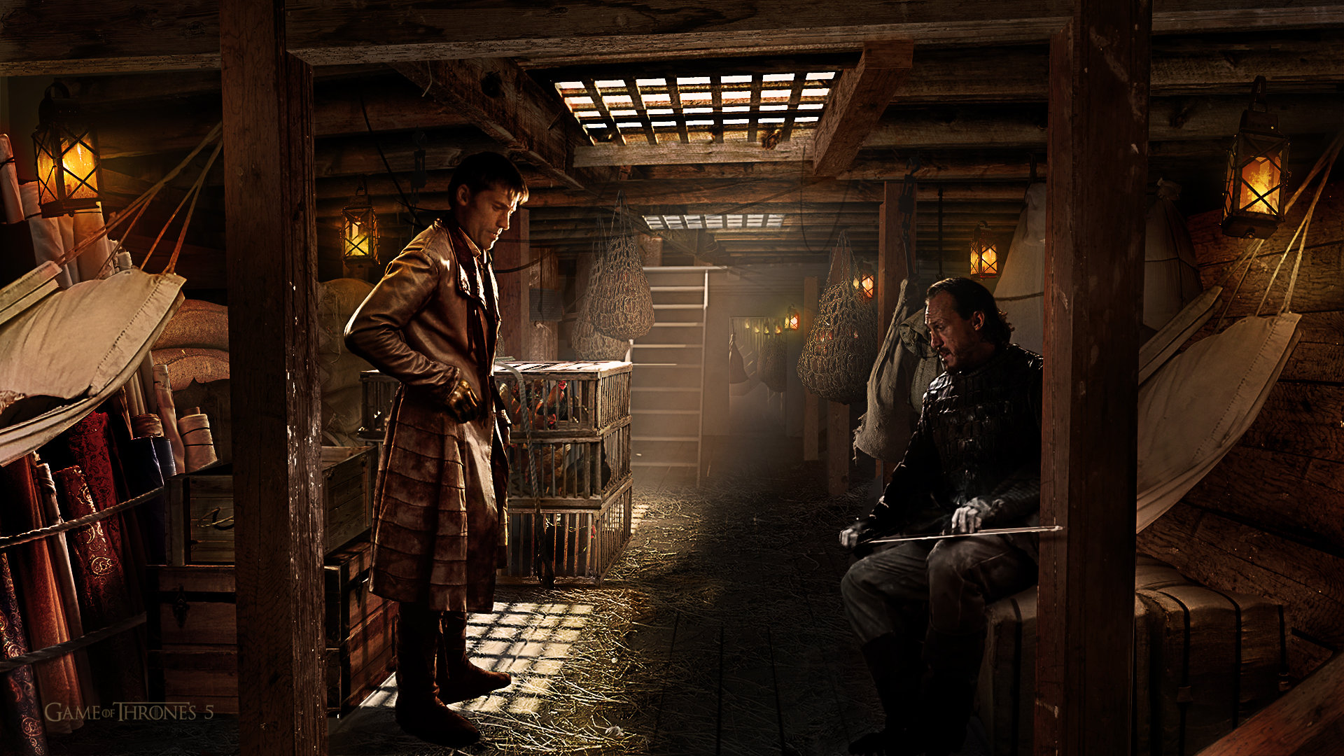 Bronn from Game of Thrones in a barn HD Wallpaper