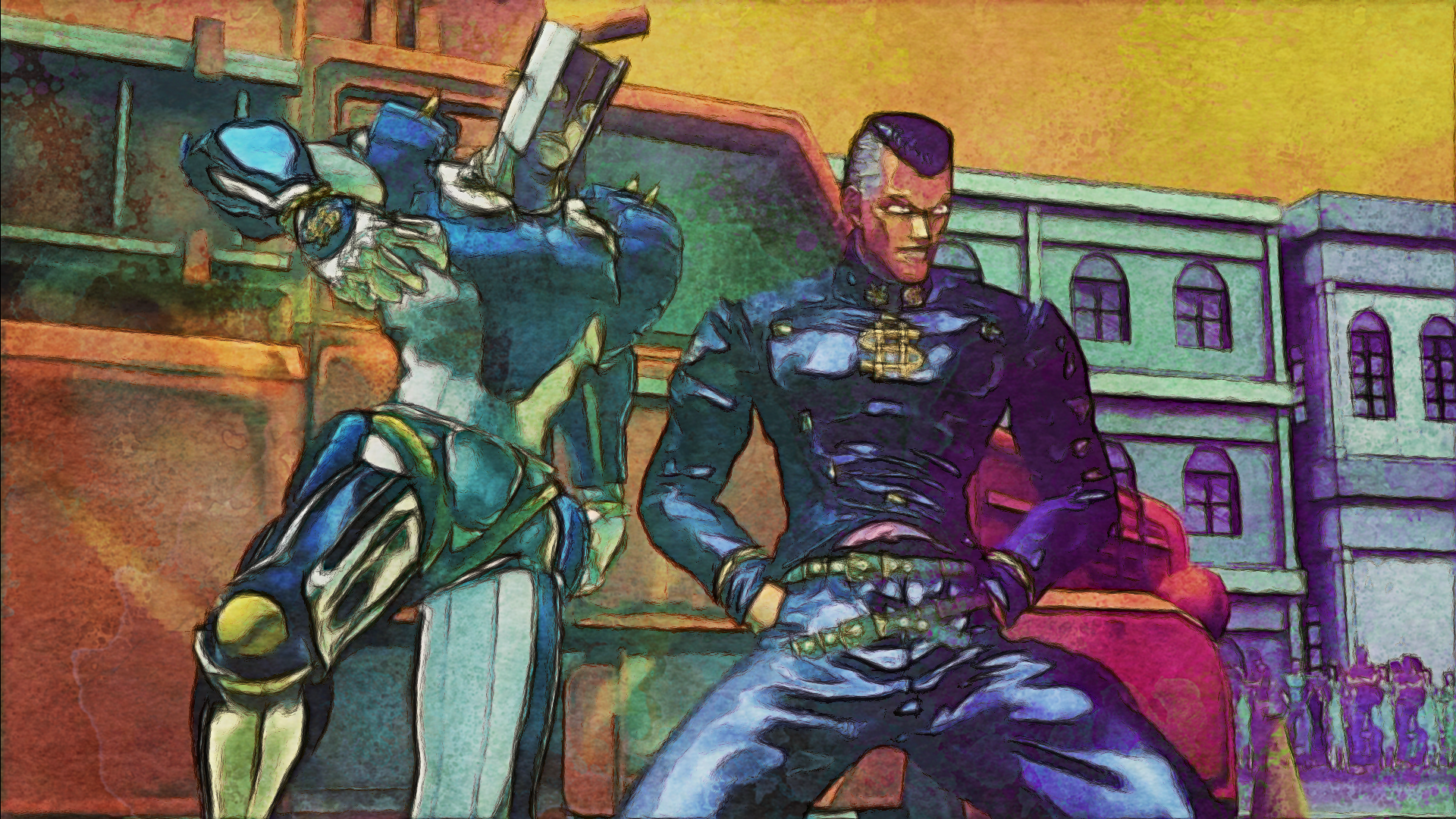 Okuyasu Nijimura and The Hand from JoJo's Bizarre Adventure HD Wallpaper