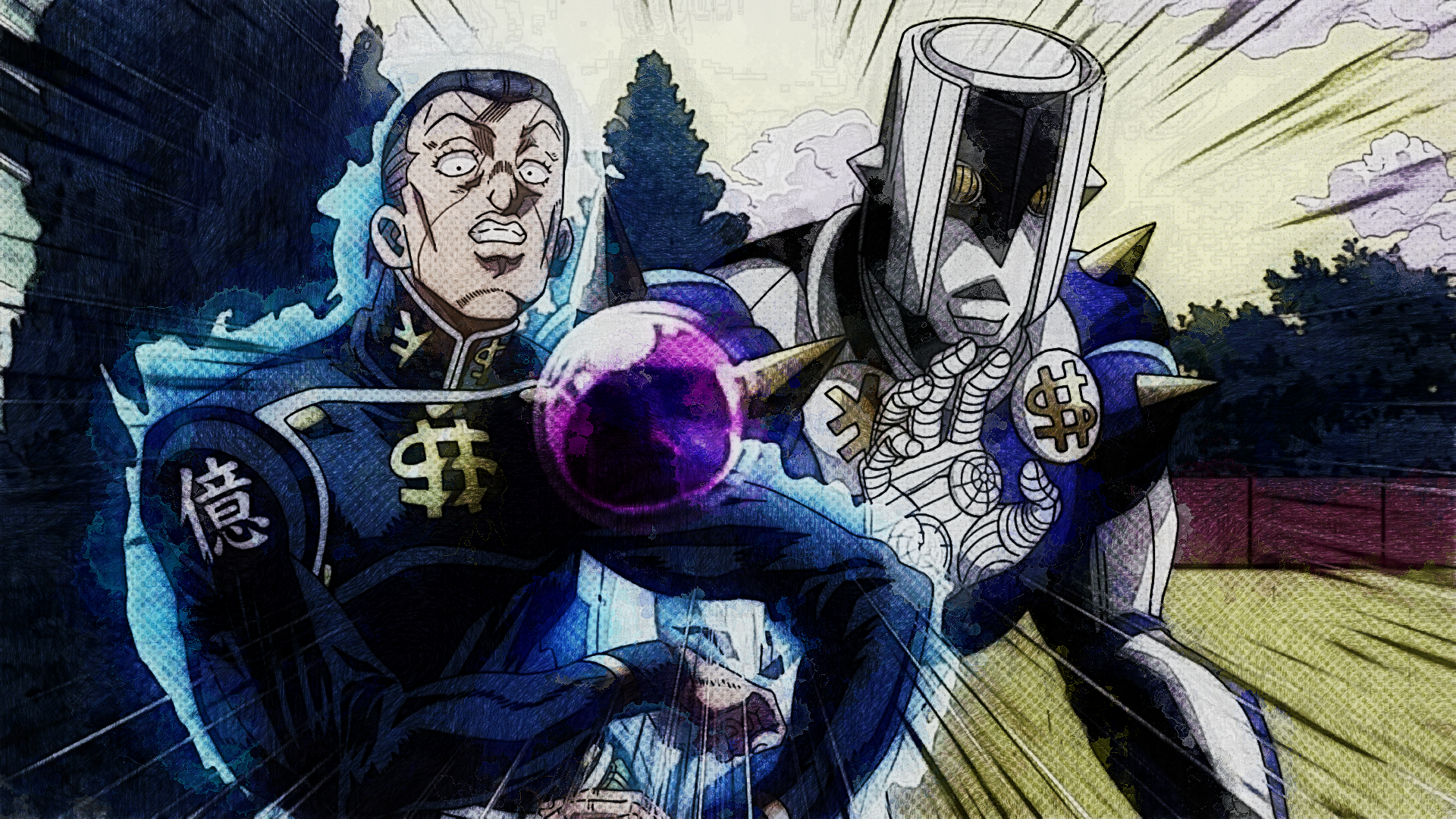 Okuyasu Nijimura and The Hand from JoJo's Bizarre Adventure HD Wallpaper