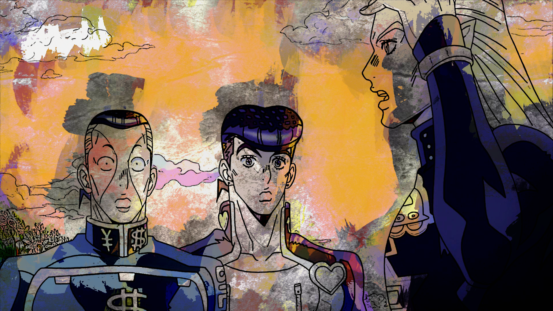 Okuyasu Nijimura and Josuke Higashikata from JoJo's Bizarre Adventure HD Wallpaper