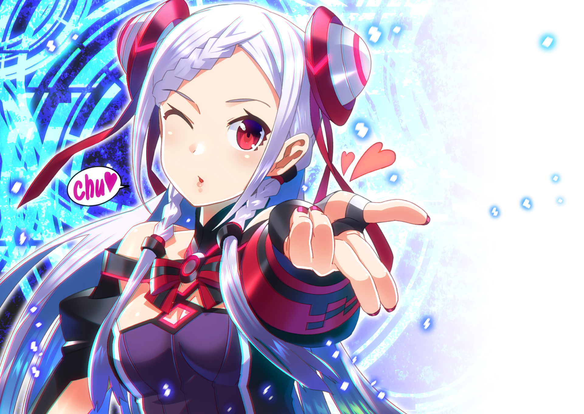 Yuna from Sword Art Online winking and blowing a kiss HD Wallpaper