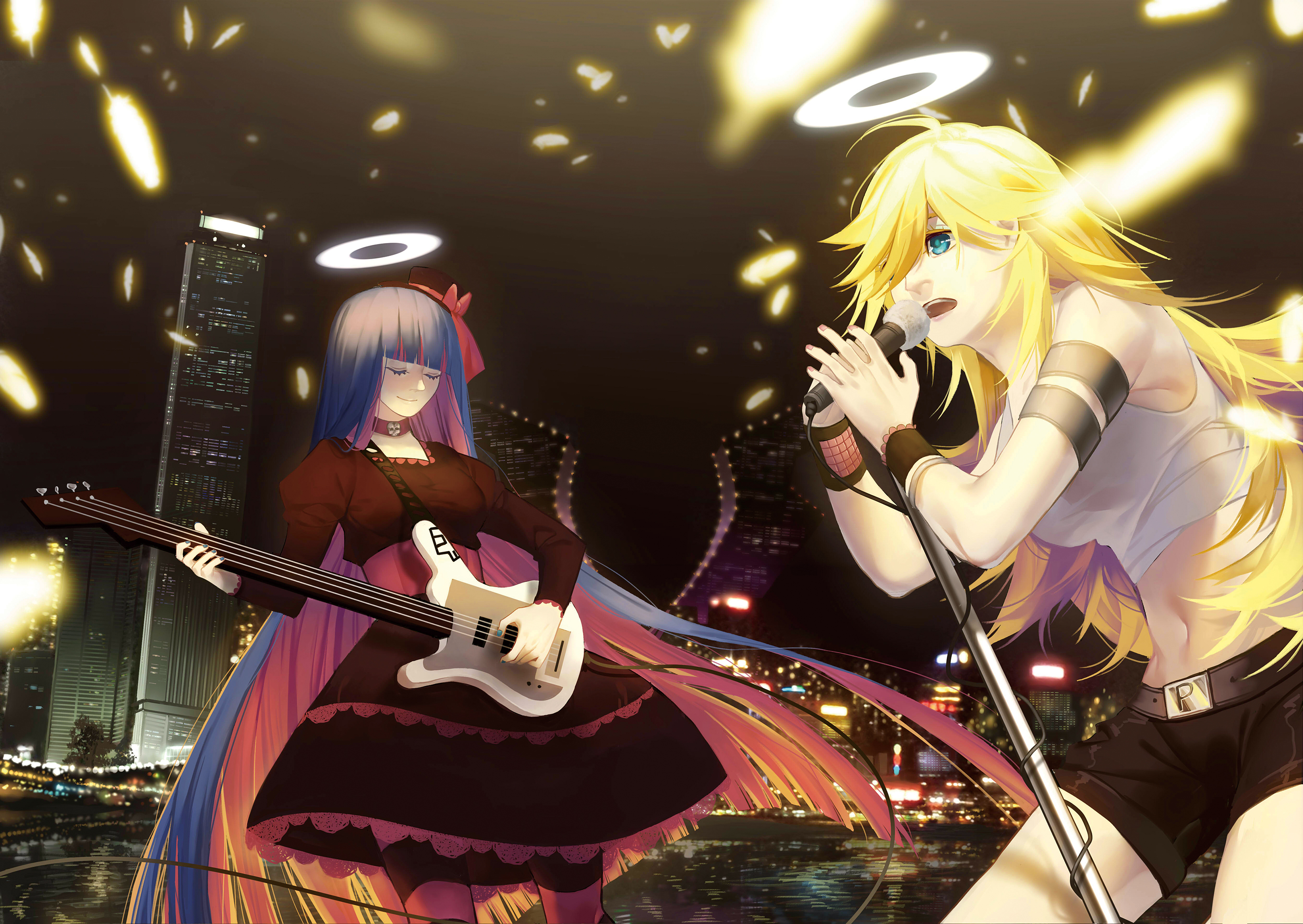 Stocking and Panty from Panty & Stocking with Garterbelt performing HD Wallpaper