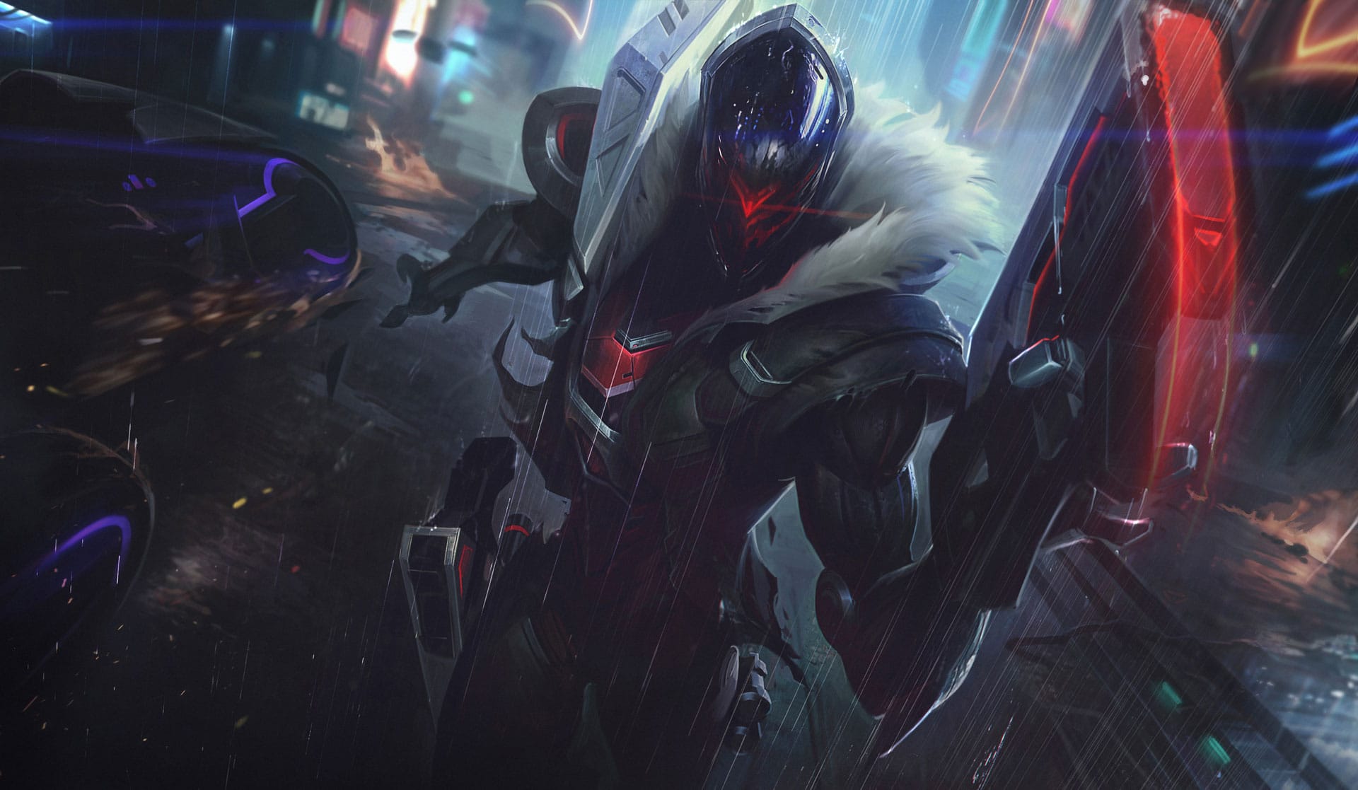 Jhin from League of Legends in the rain HD Wallpaper