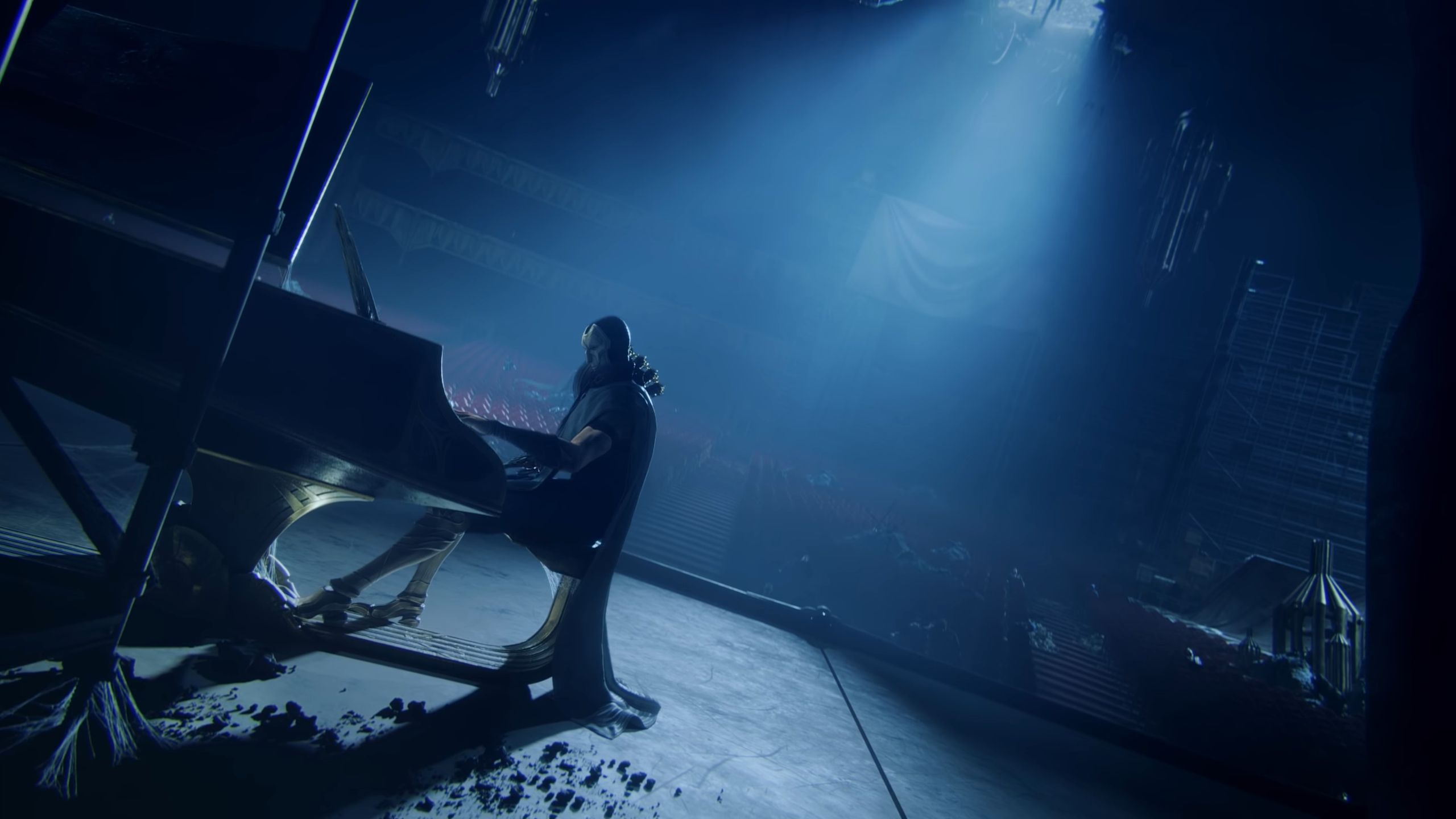 Jhin from League of Legends playing piano HD Wallpaper