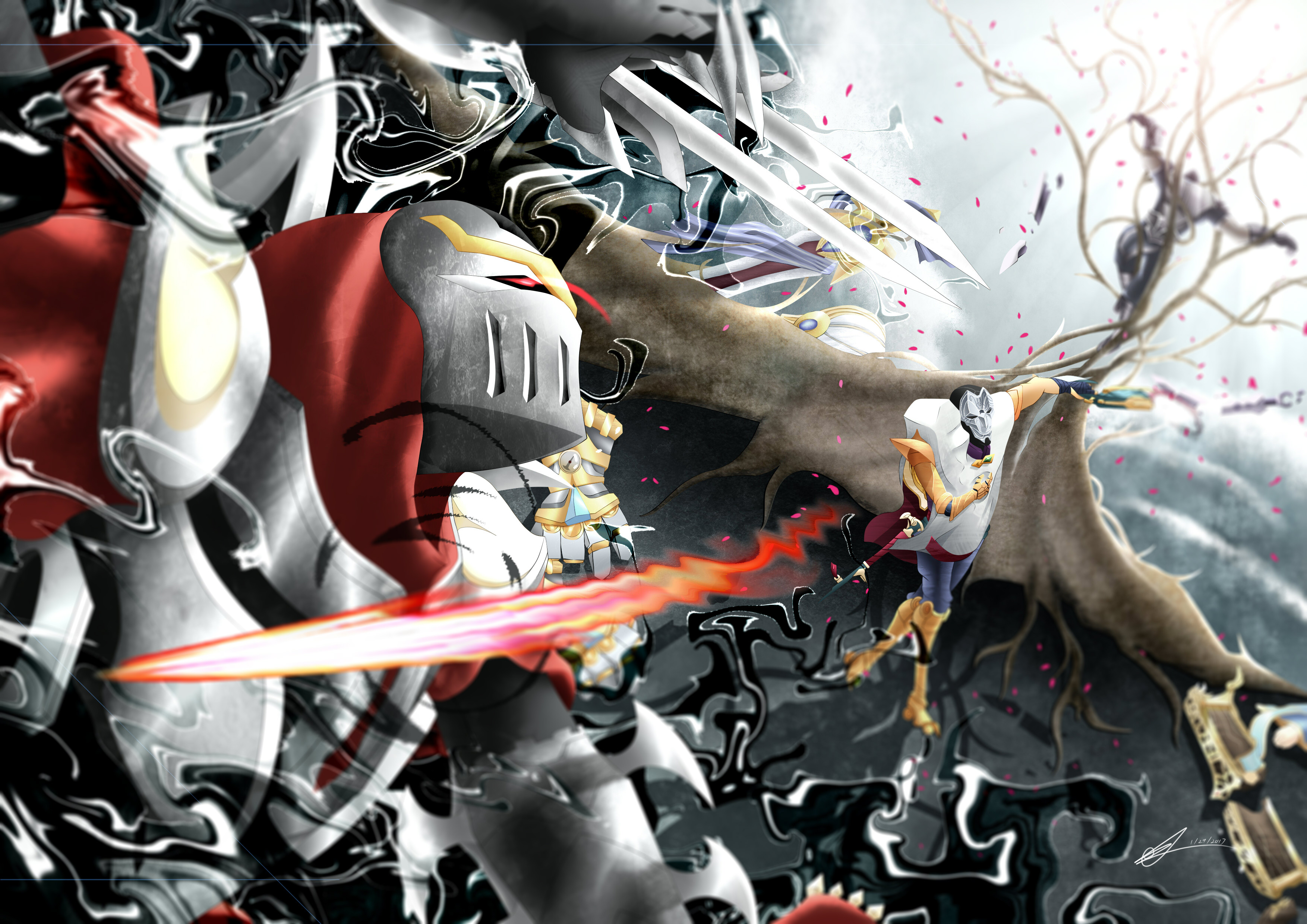 Jhin from League of Legends in battle HD Wallpaper