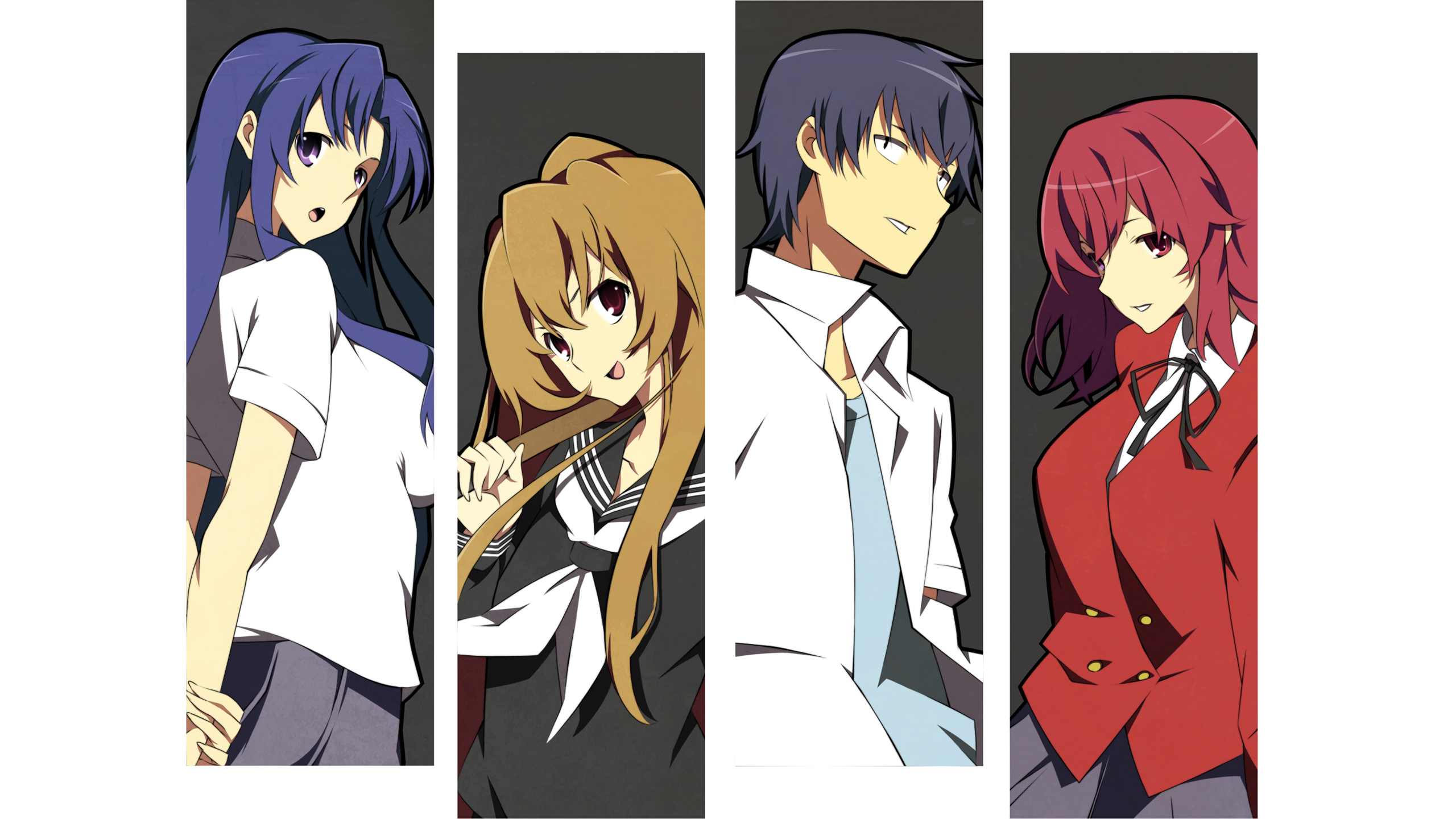 Characters from Toradora! standing side-by-side HD Wallpaper